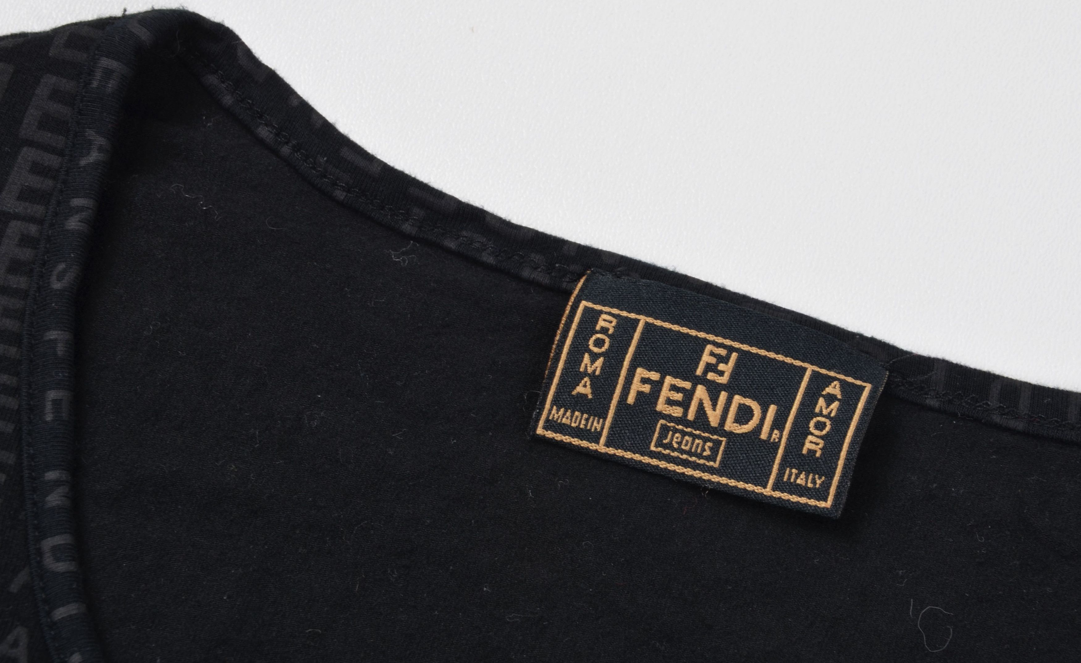 Fendi Vintage Fendi Roma Black Longsleeve Logo Print Top Size M / US 6-8 / IT 42-44 - 5 Thumbnail