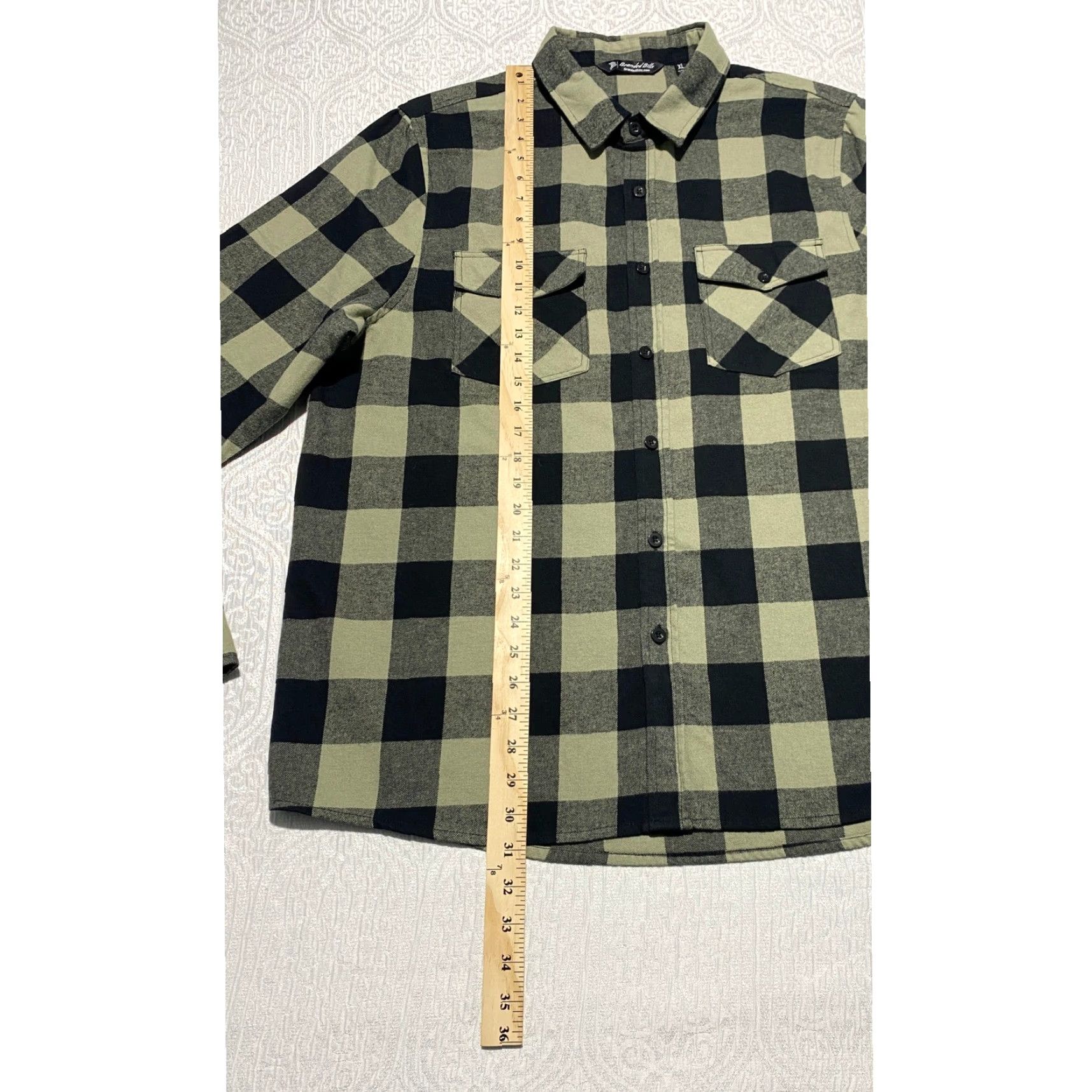 Olive Branded Bills Button-Up Flannel Shirt Mens XL Olive Green Black Buffalo Plaid Shirt Size US XL / EU 56 / 4 - 6 Thumbnail