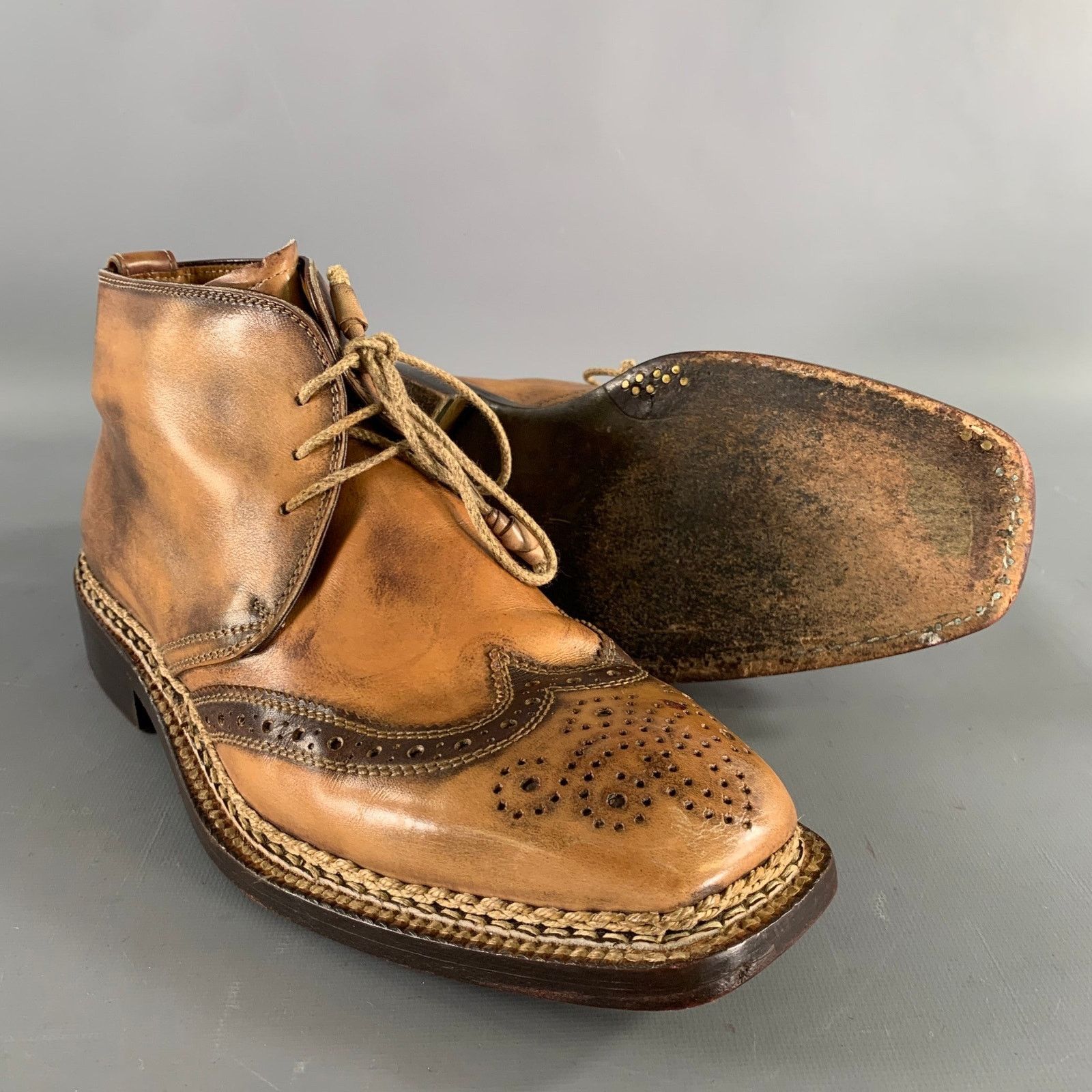 Bettanin & Venturi BETTANIN & VENTURI Size 8 Tan Brown Leather Spectator Boots Size US 8 / EU 41 - 5 Thumbnail