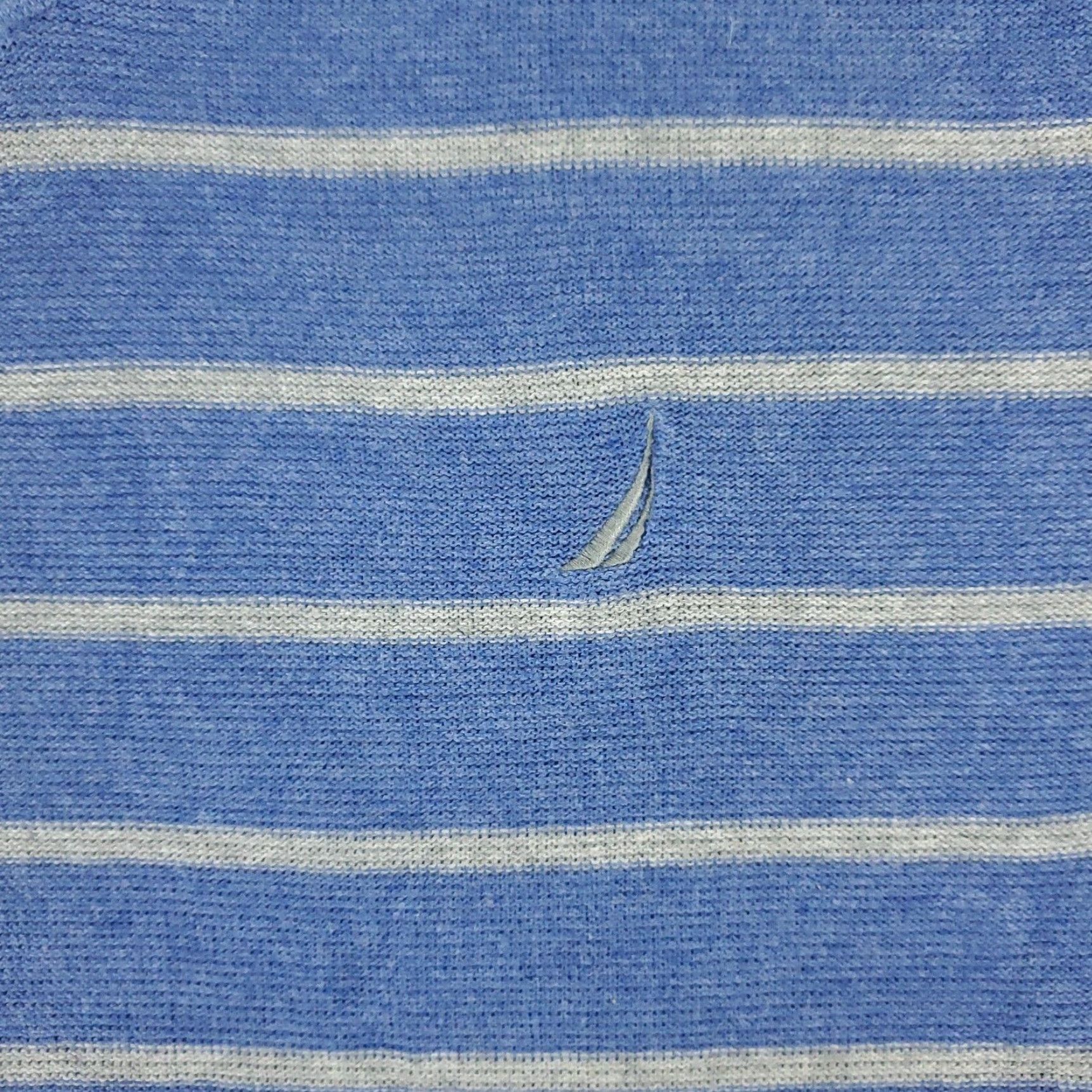 Nautica Nautica Striped V Neck Sweater Mens Medium Blue Gray Pullover Cotton Cable-Knit Business Casual Size US M / EU 48-50 / 2 - 2 Thumbnail