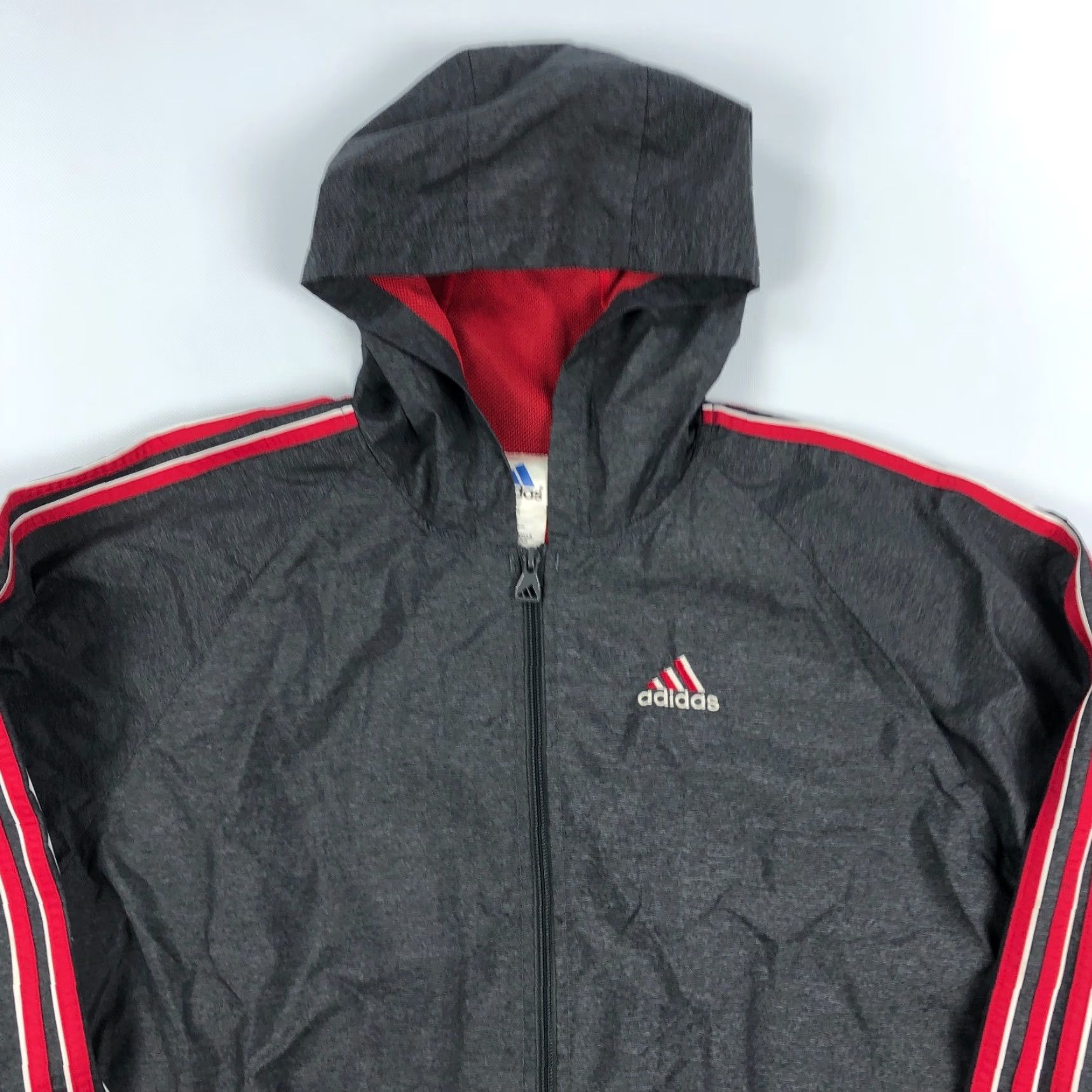 Adidas Adidas Soccer Jacket Mens XL Vintage Windbreaker Gray Red Size US XL / EU 56 / 4 - 2 Thumbnail