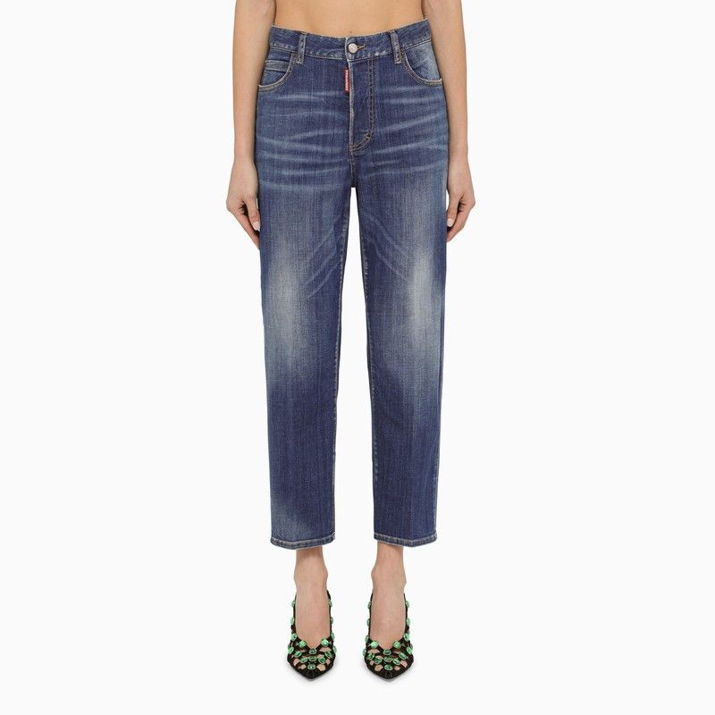 image of Dsquared2 Navy Blue Washed Denim Jeans, Women's (Size 28)