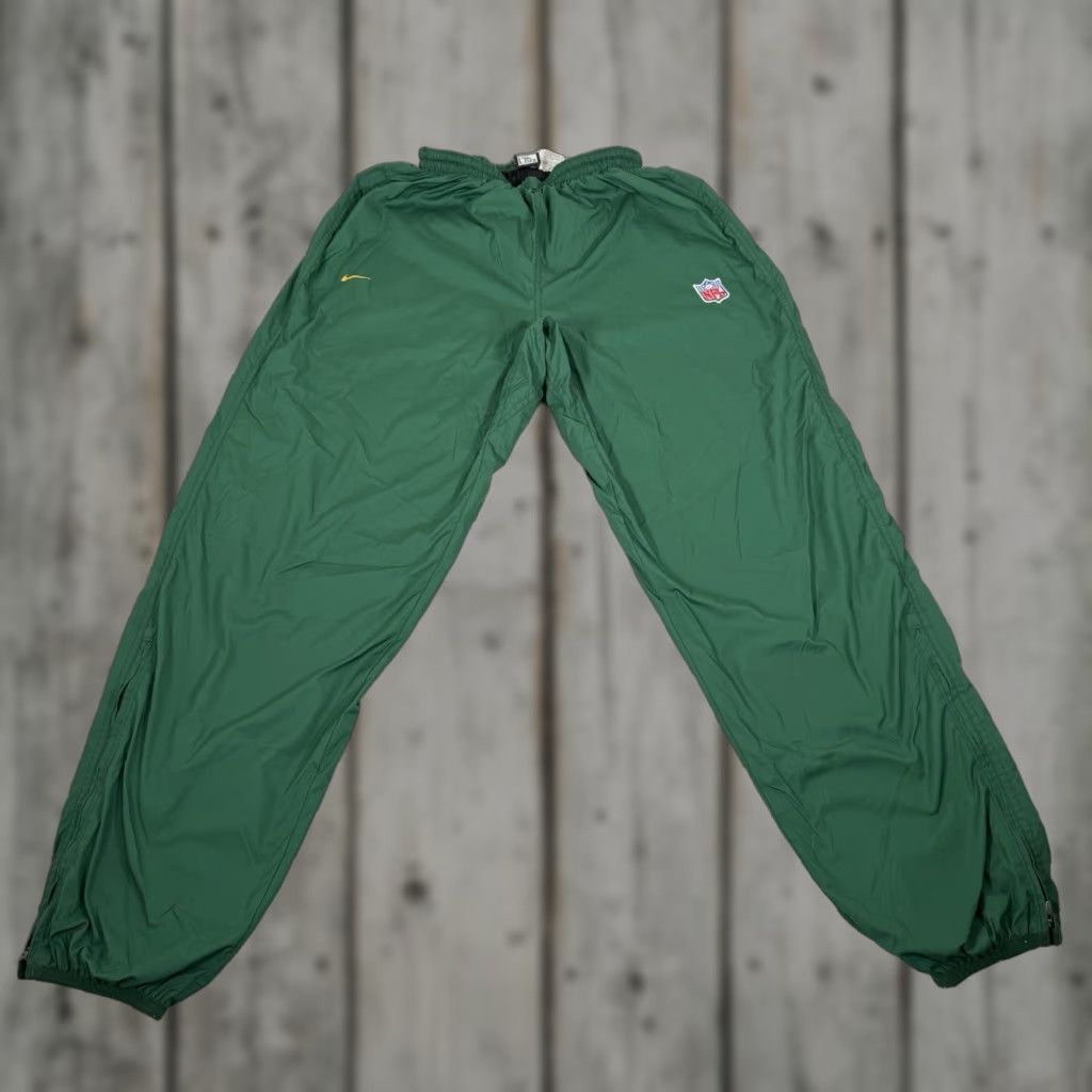 Nike VINTAGE Nike Pants Mens Large Track Windbreaker Green Bay Packers NFL Lined Y2K Size US 33 - 1 Thumbnail
