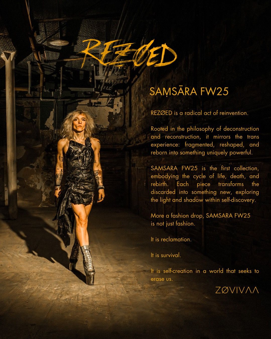 REZØED SAMSĀRA FW25 Wax Nylon Midi Dress (By ZØVIVAA)
