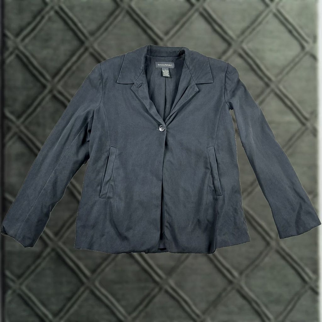 Banana Republic Banana Republic Womens Blazer 8 Silk One-Button Career Charcoal Gray Sports Coat Size M / US 6-8 / IT 42-44 - 1 Thumbnail