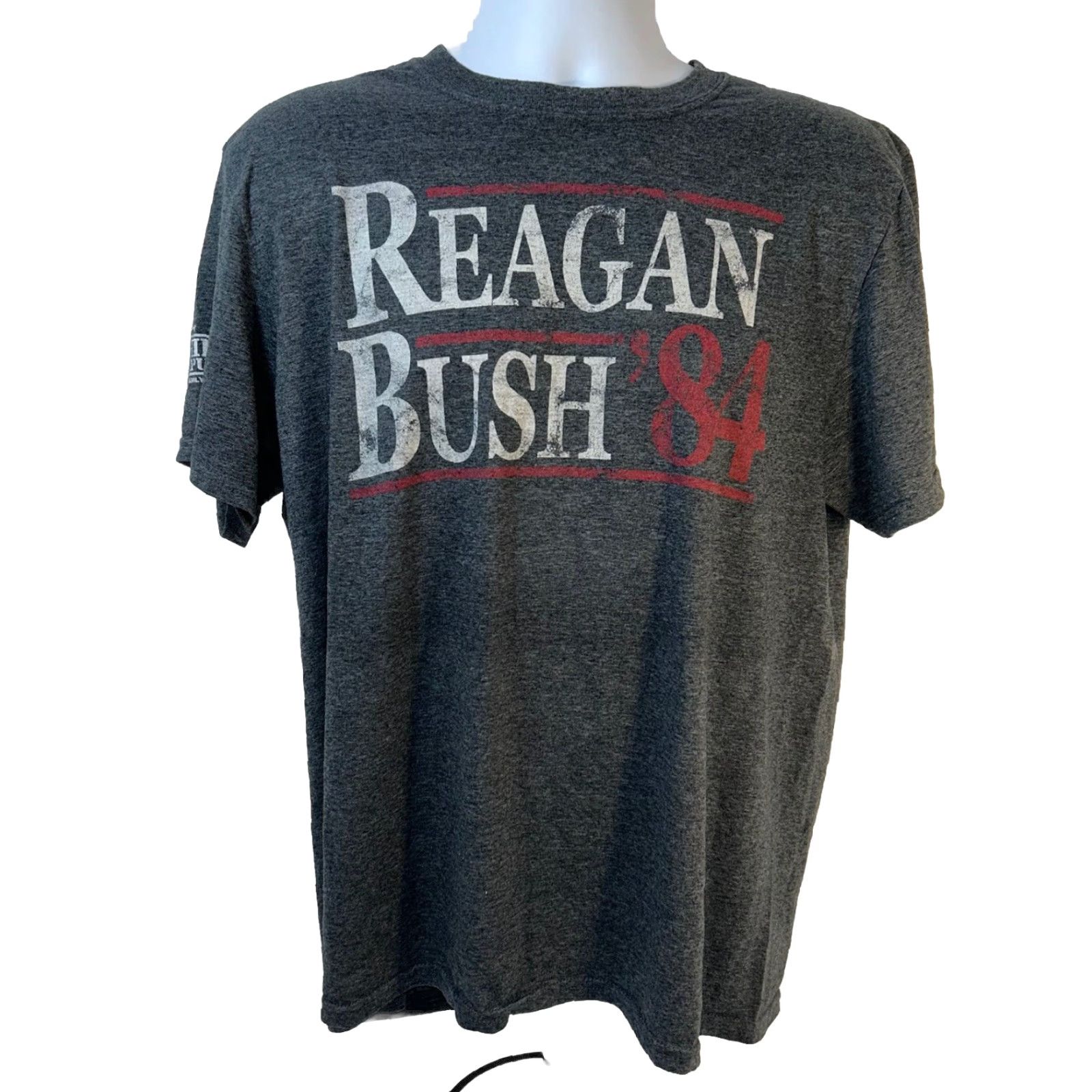 Gildan Reagan-Bush ‘84 Campaign Shirt Men Large Retro Republican Dark Heather Gray Shirt Mens Graphic Tee Size US L / EU 52-54 / 3 - 3 Thumbnail