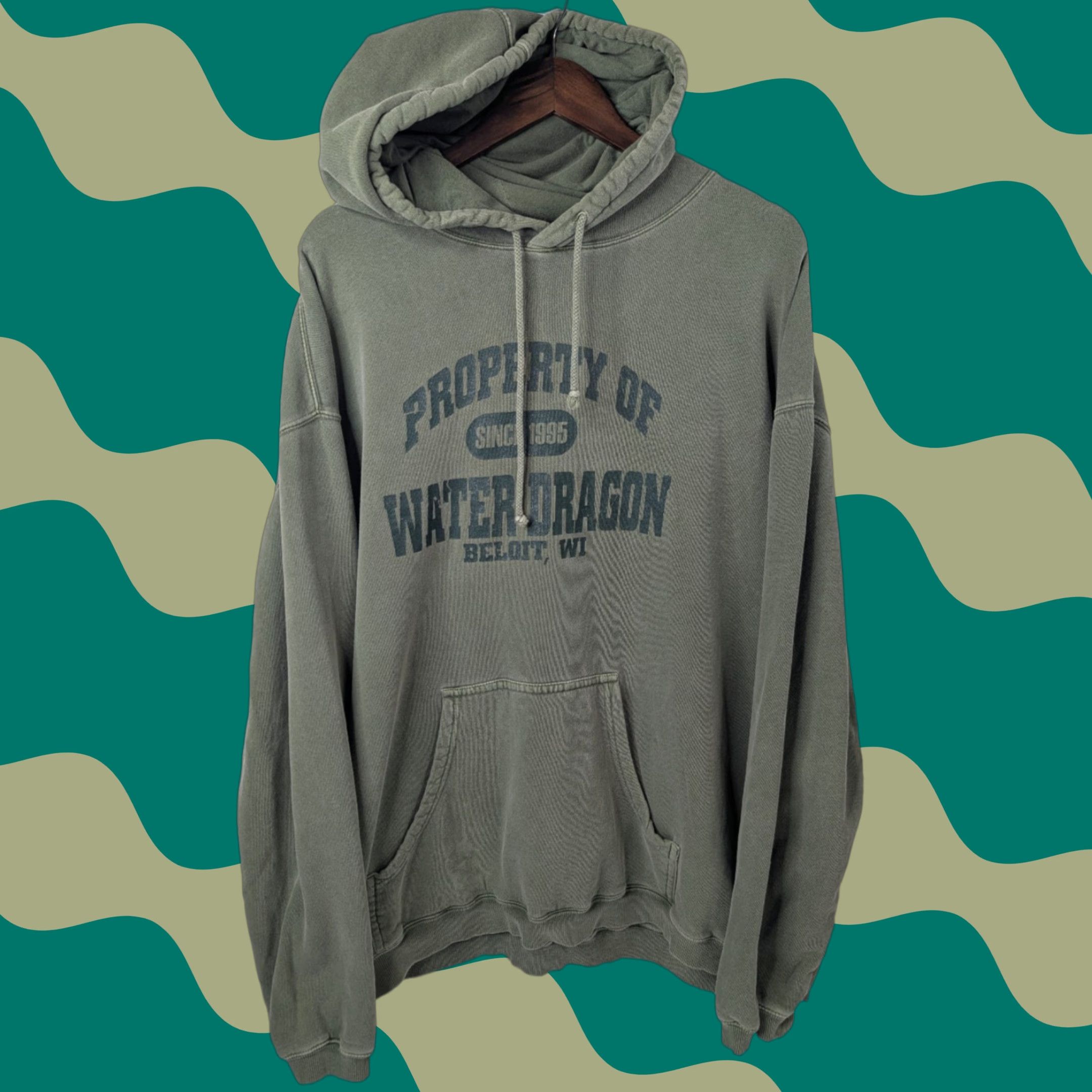 Vintage VINTAGE Authentic Pigment Hoodie Mens XL Green Water Dragon Beloit Wisconsin Pullover Hooded Pockets Ring Spun Logo Size US XL / EU 56 / 4 - 1 Thumbnail