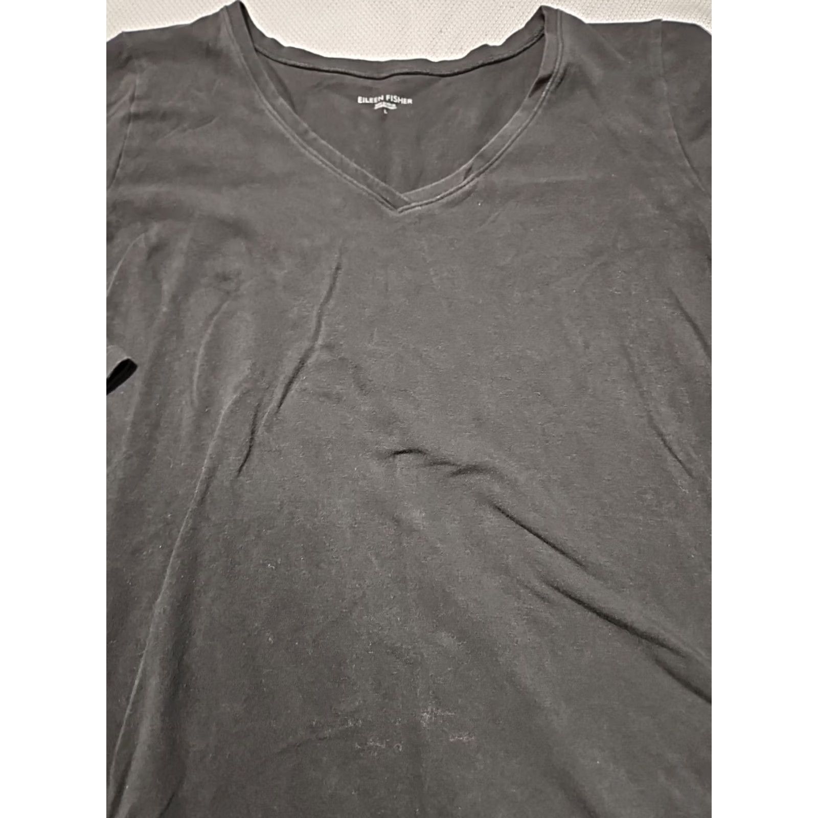 Eileen Fisher VINTAGE? No. Eileen Fisher Shirt Dress L Black V-Neck Basic Casual Relaxed Top Womens Large Black Shirt Dress Modern Classic Size L / US 10 / IT 46 - 2 Thumbnail