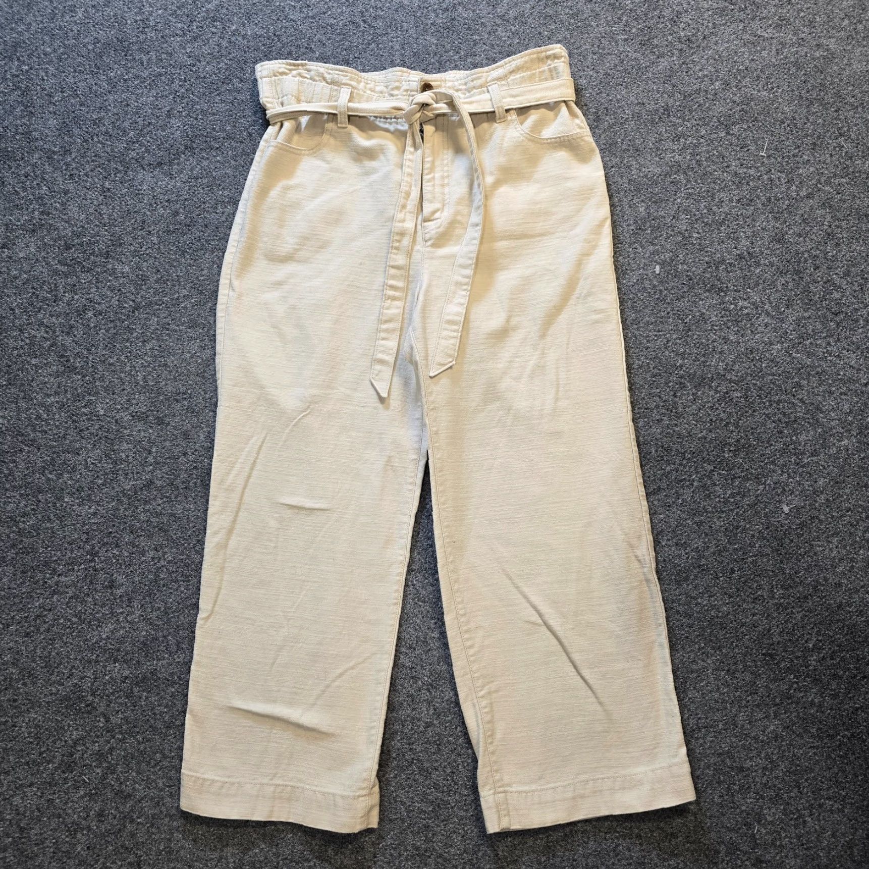 J.Crew J. Crew Pants Womens Size 12 Beige Wide-Leg Cropped Cotton Belted Casual Capsule Shirt? Size 34" / US 12 / IT 48 - 2 Thumbnail