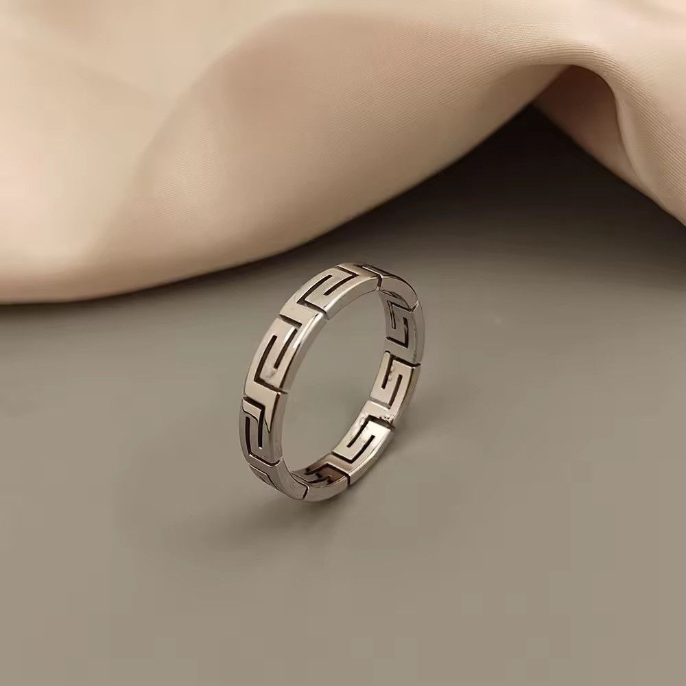 Other Greek Key Pattern Stainless Steel Finger Ring Size ONE SIZE - 1 Preview