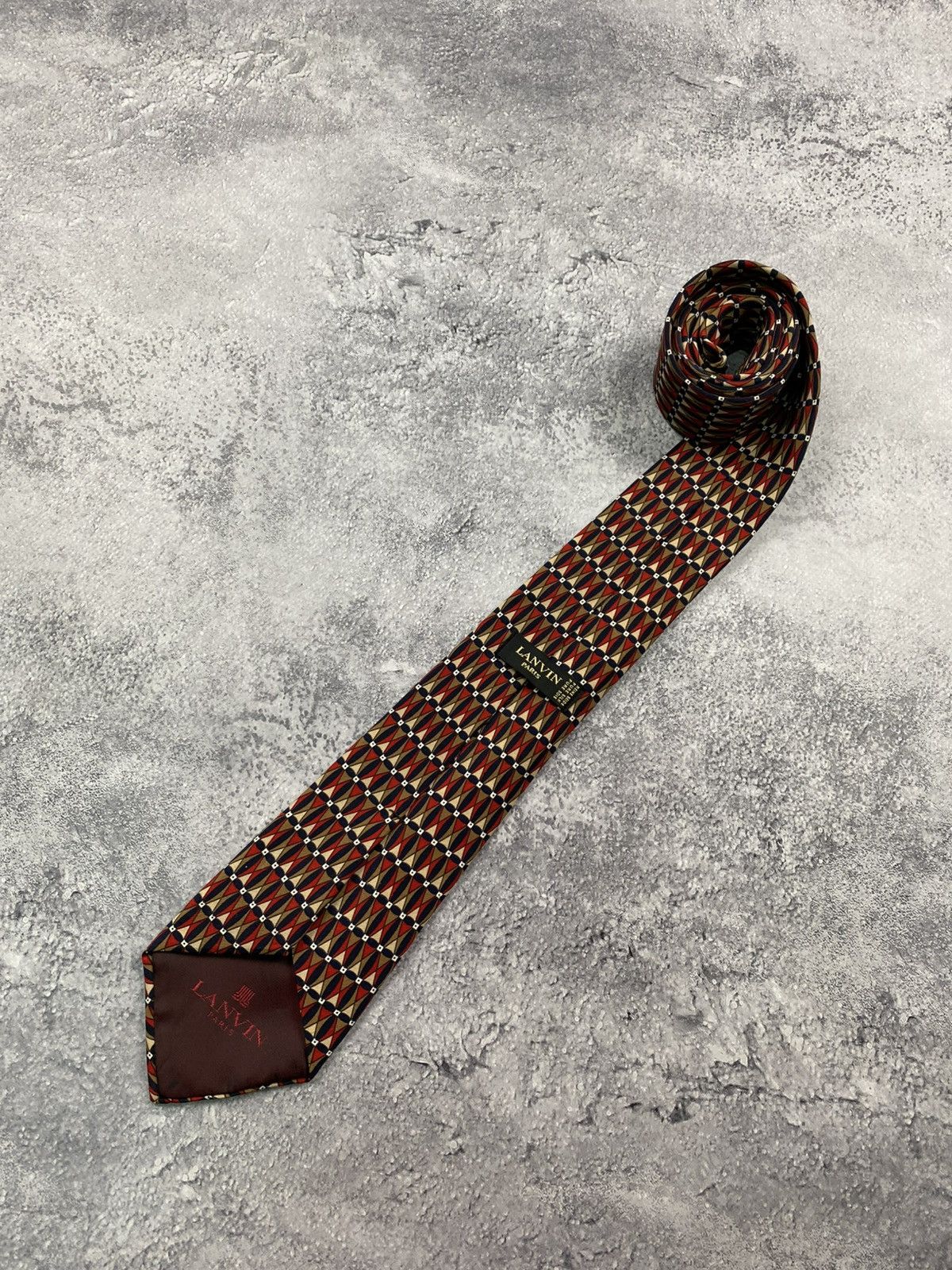 Lanvin Lanvin Tie 90s Geometric Cravatca Silk Y2K Classic Casual Size ONE SIZE - 2 Thumbnail