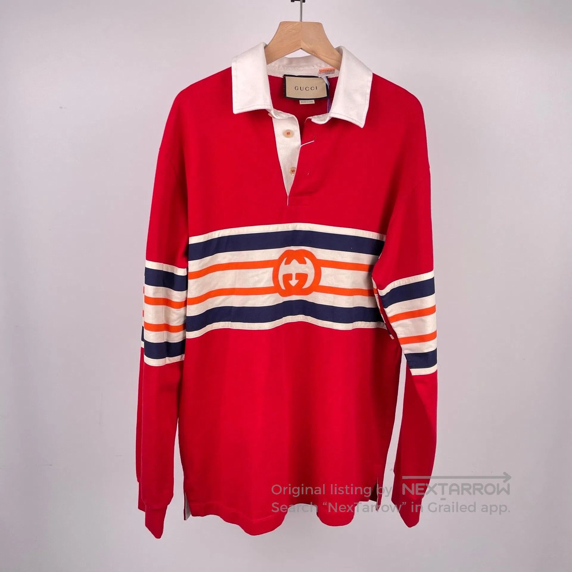Gucci Guicci Red Contrast Striped Double GPolo Long Sleeve Size Size US XS / EU 42 / 0 - 1 Thumbnail
