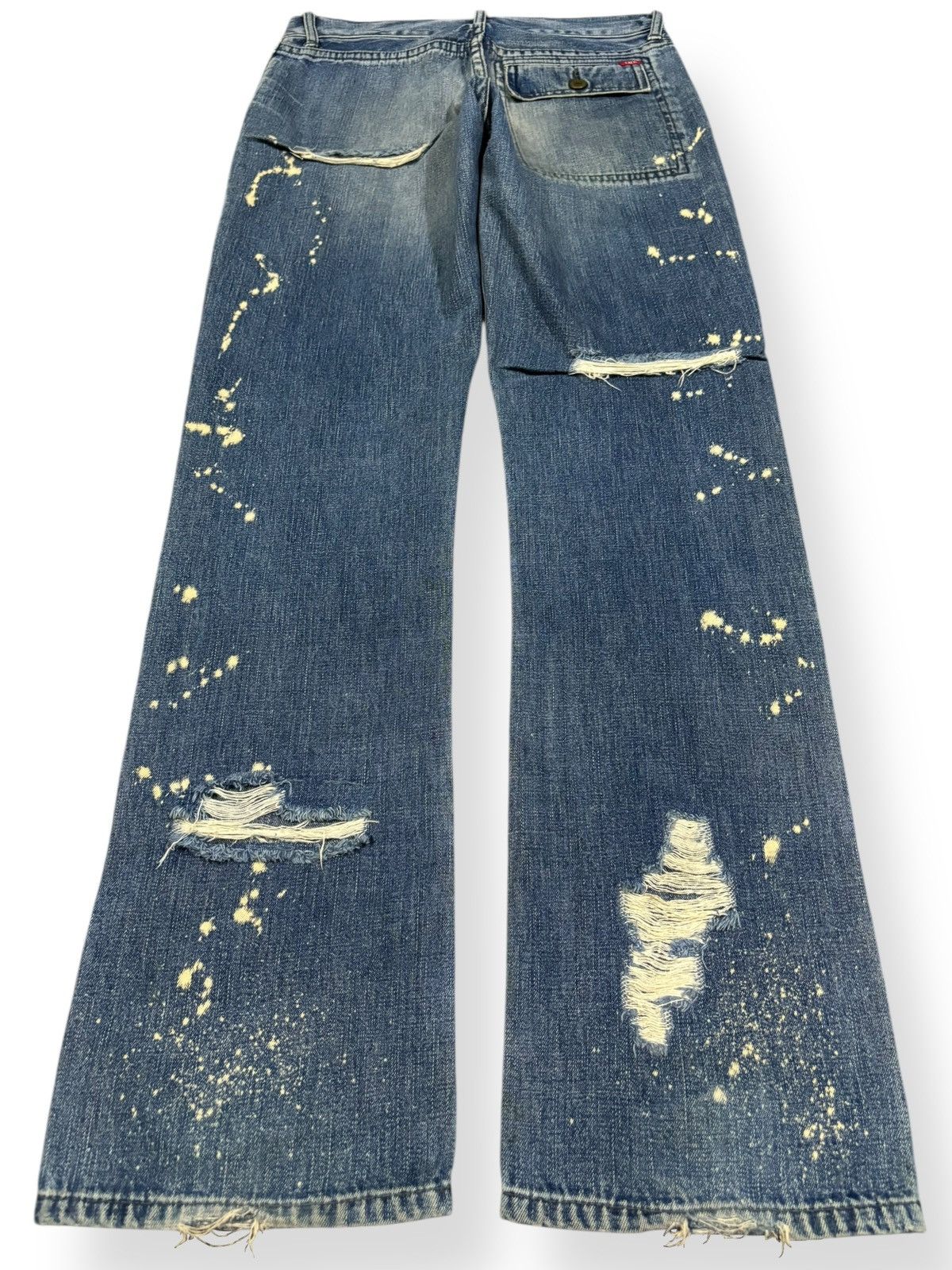 Kapital Kountry Vintage TMT Big Holiday Splatter Distressed Bush Pants Denim Size US 29 - 2 Thumbnail