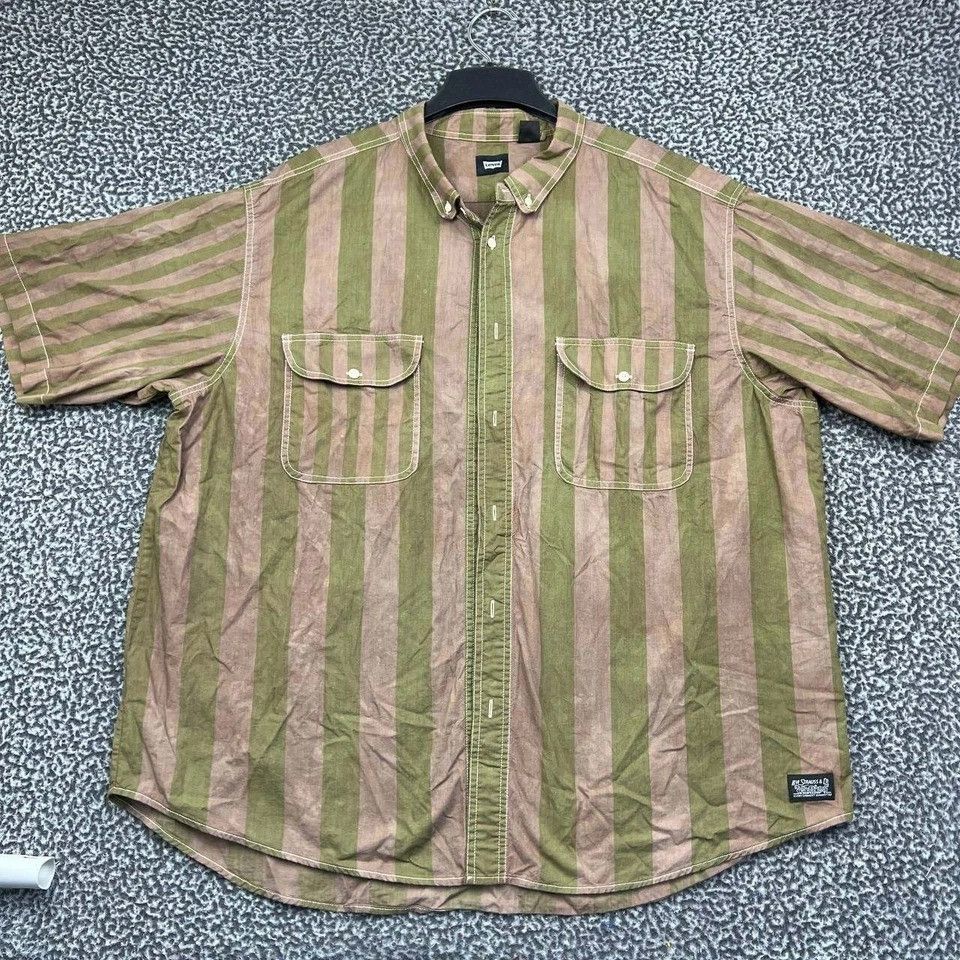 Levi's Levis Button Down Shirt Men XXL Short Sleeve Striped Cotton Size US XXL / EU 58 / 5 - 1 Thumbnail