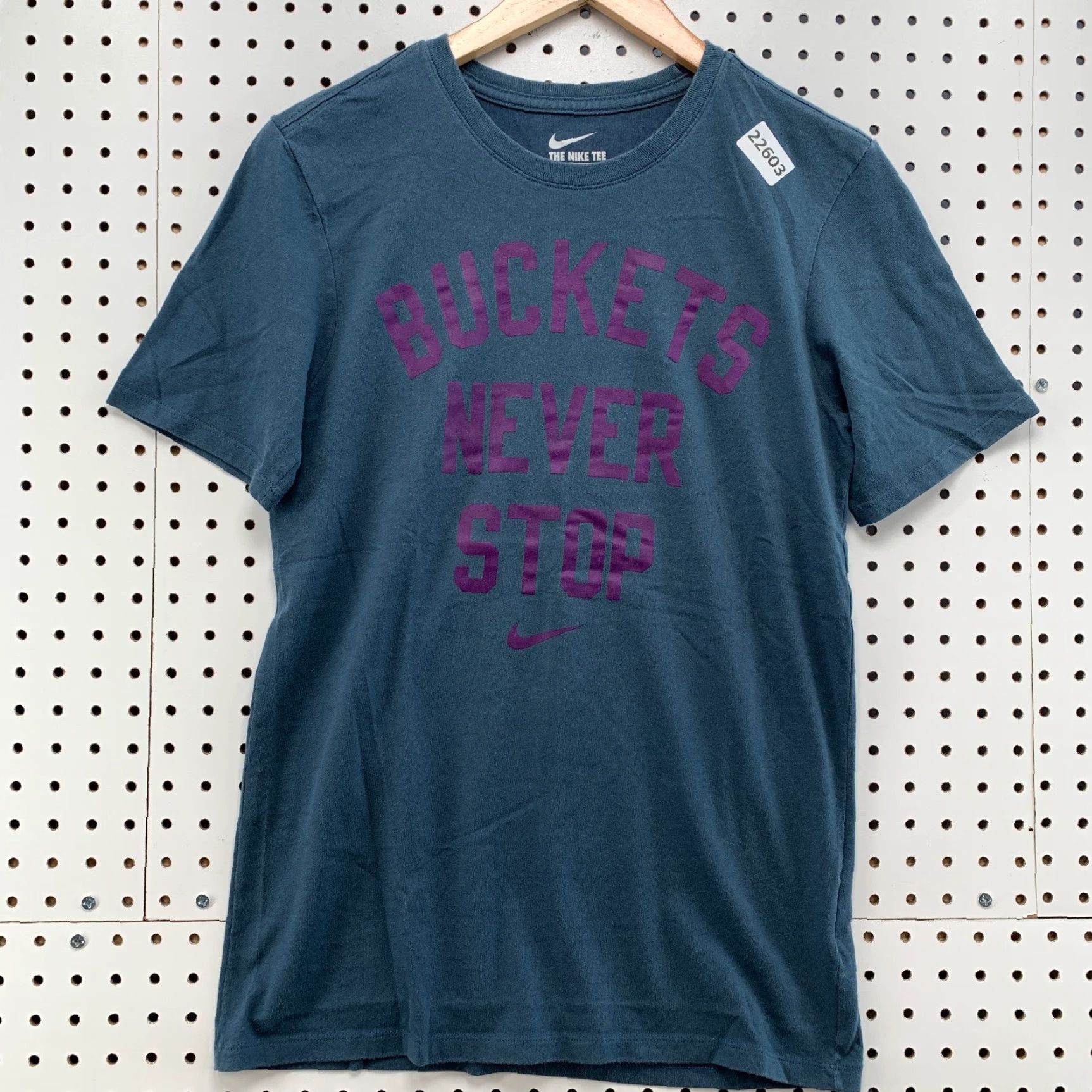 Nike Nike Dri-FIT Shirt Blue Buckets Never Stop Swoosh Adult Small Mens Short Sleeve Crew Neck 17x27 Size US S / EU 44-46 / 1 - 5 Thumbnail
