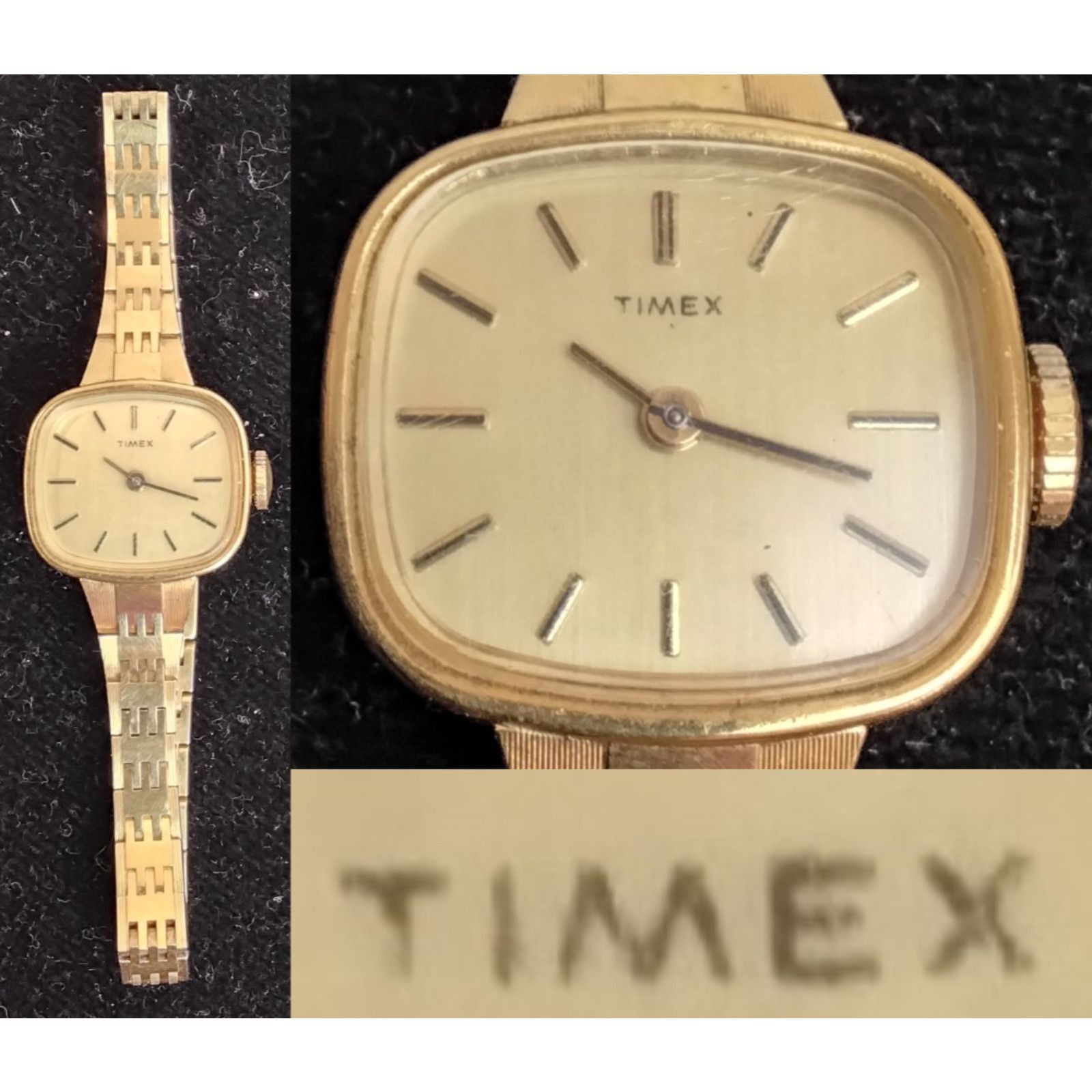 Timex Timex Gold Tone Wind Up Watch Women's Vintage Rectangular Size ONE SIZE - 1 Thumbnail
