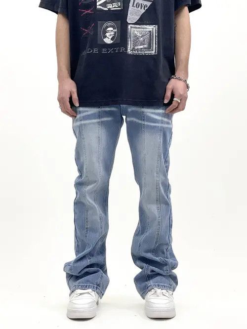 Jean retro distressed fade flare jeans Size US 34 / EU 50 - 8 Thumbnail