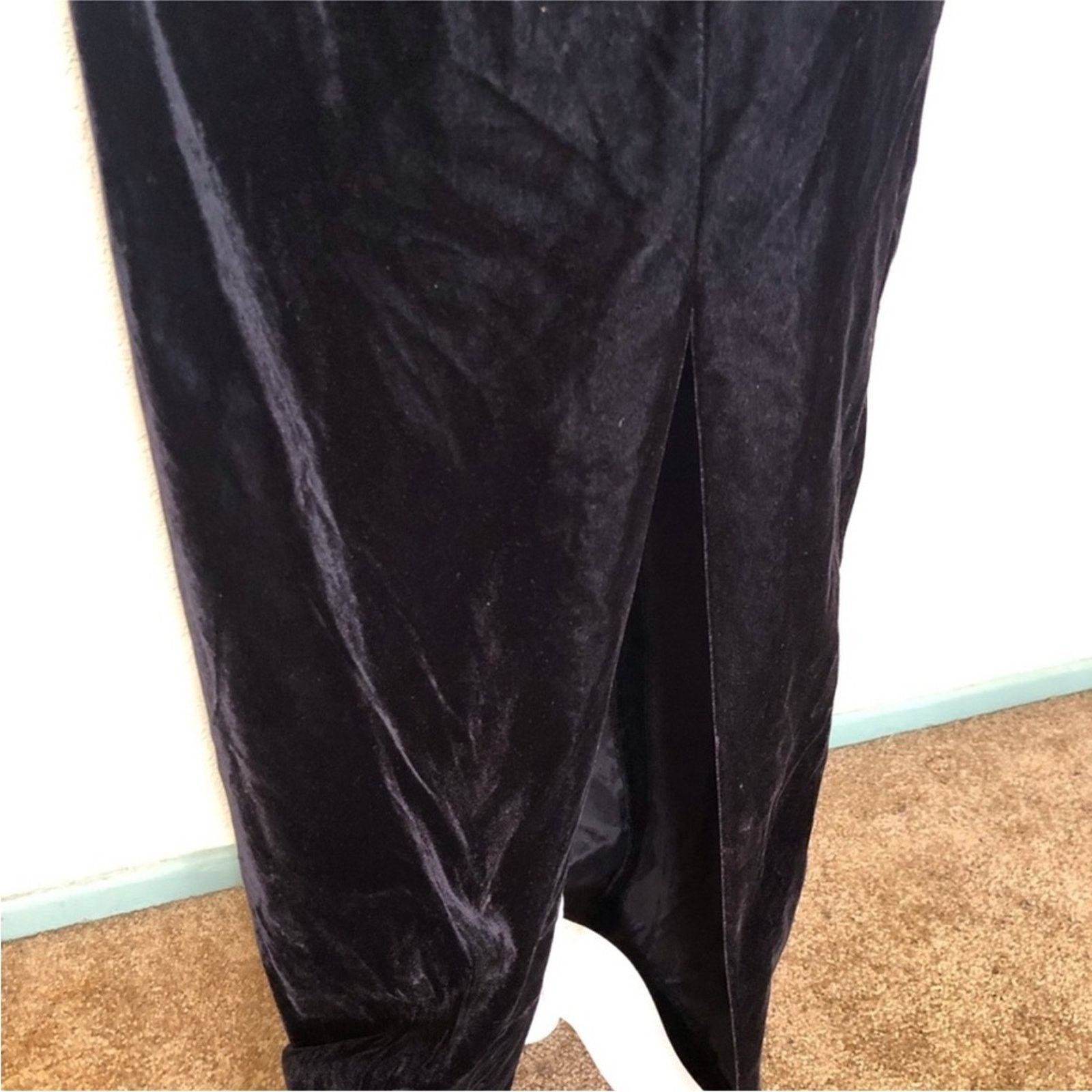 VINTAGE GUNNE SAX Black Velvet Cap Slit Maxi Dress Gown