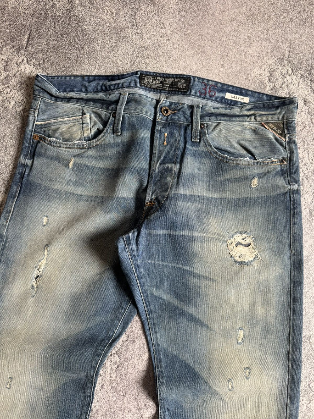 Replay Replay 36/34 Waitom distressed jeans pants trousers 👖 Y2K Size US 36 / EU 52 - 3 Thumbnail