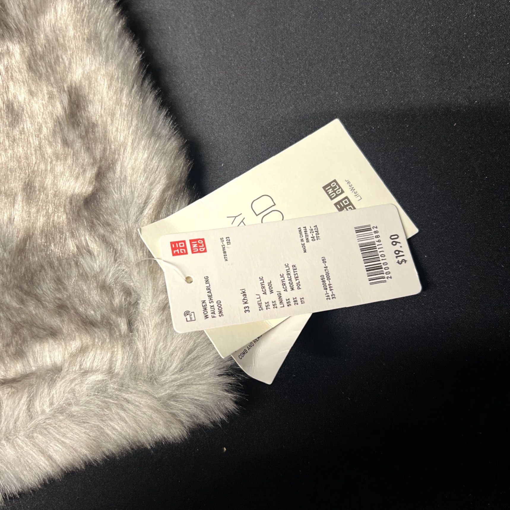 Uniqlo VINTAGE Uniqlo Scarf OS NWT Cream Acrylic Wool Faux Fur Snood Women’s Size ONE SIZE - 3 Thumbnail