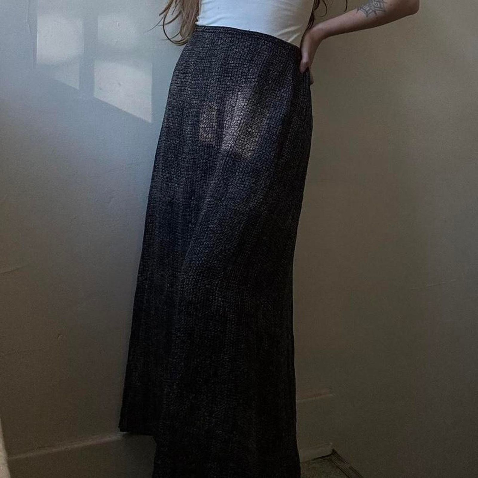 Vintage Vintage Allison Taylor Silk Maxi Skirt Large Y2K 2000s Femme Size 31" - 2 Thumbnail
