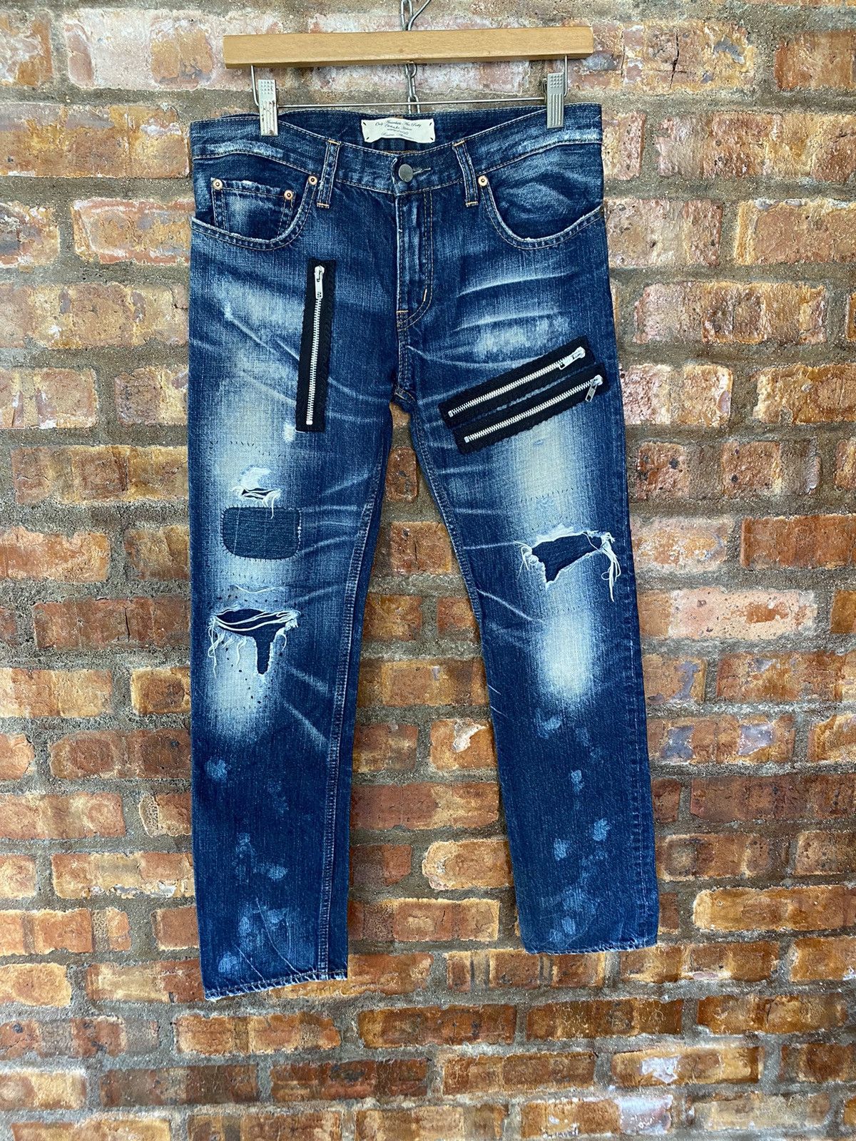 Hysteric Glamour Y2k RNA DNA punk multizipper distresses and repair denim Size US 31 - 2 Thumbnail