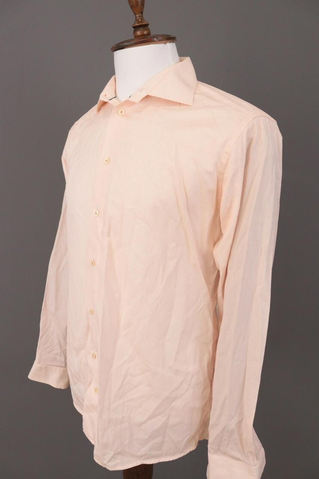 Eton Eton Slim Peach Poplin Printed Shirt Size 41 / 16 Size US M / EU 48-50 / 2 - 6 Thumbnail