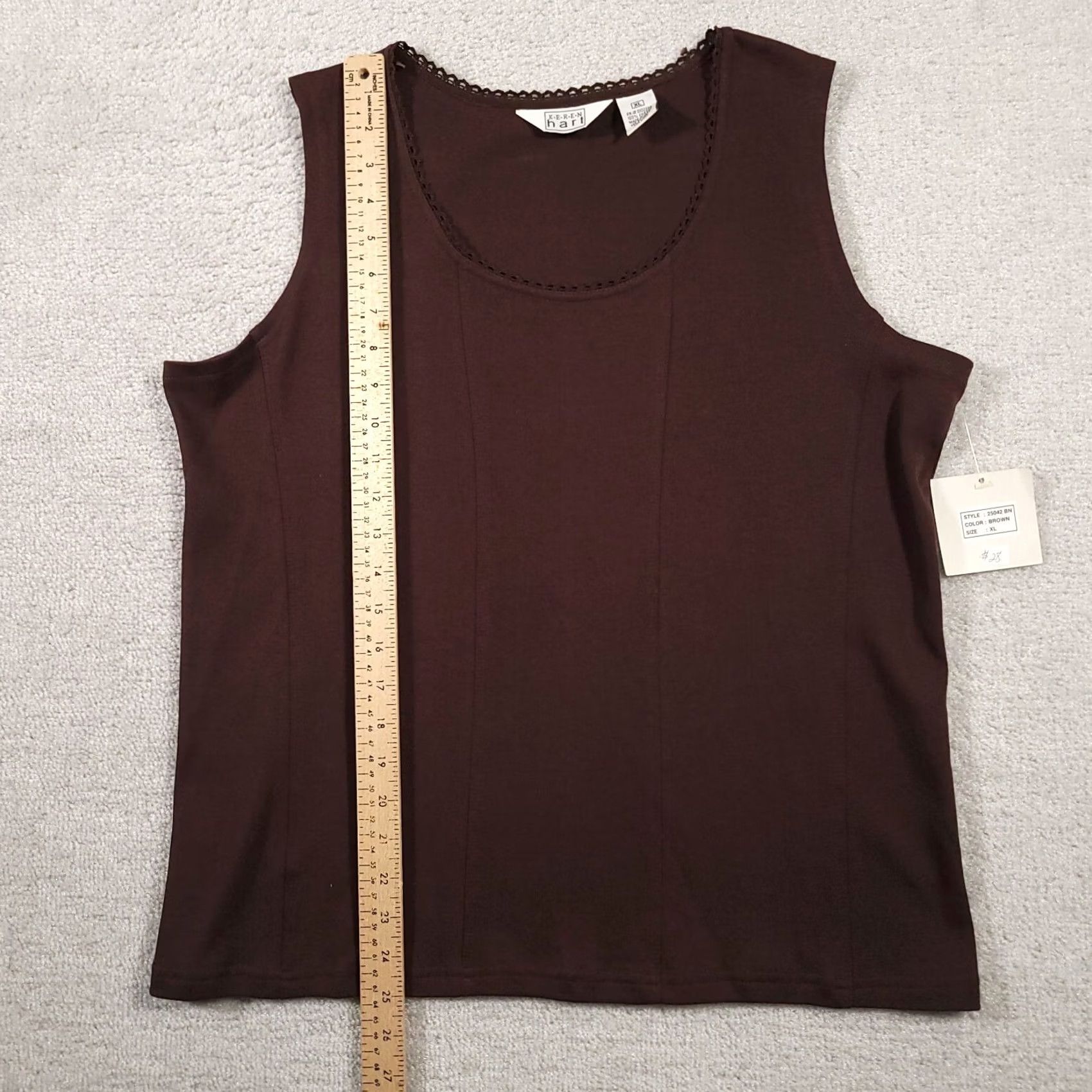 Vintage Keren Hart Shirt Women's XL Brown Sleeveless Tank Top Round Neck Shirt Tank Top Sleepwear? Size XL / US 12-14 / IT 48-50 - 6 Thumbnail