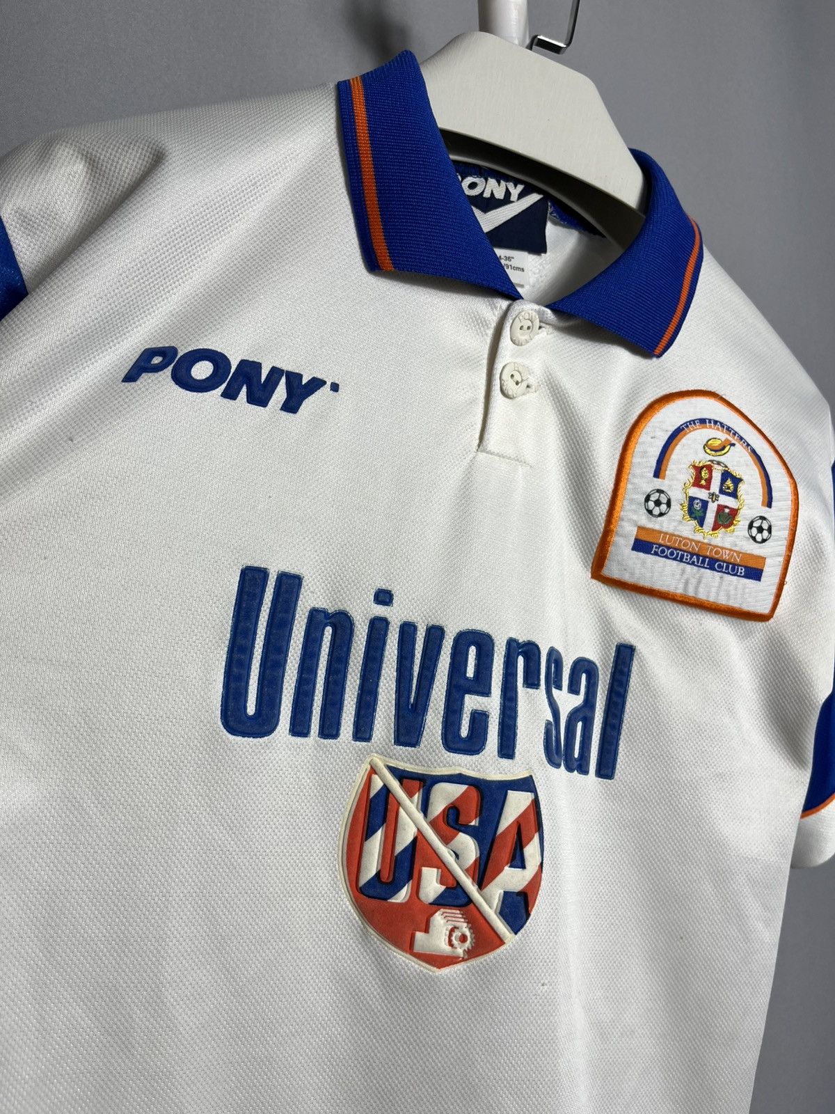 PONY 1995 1996 1997 Luton Town Home Shirt Soccer Jersey Size US S / EU 44-46 / 1 - 2 Thumbnail
