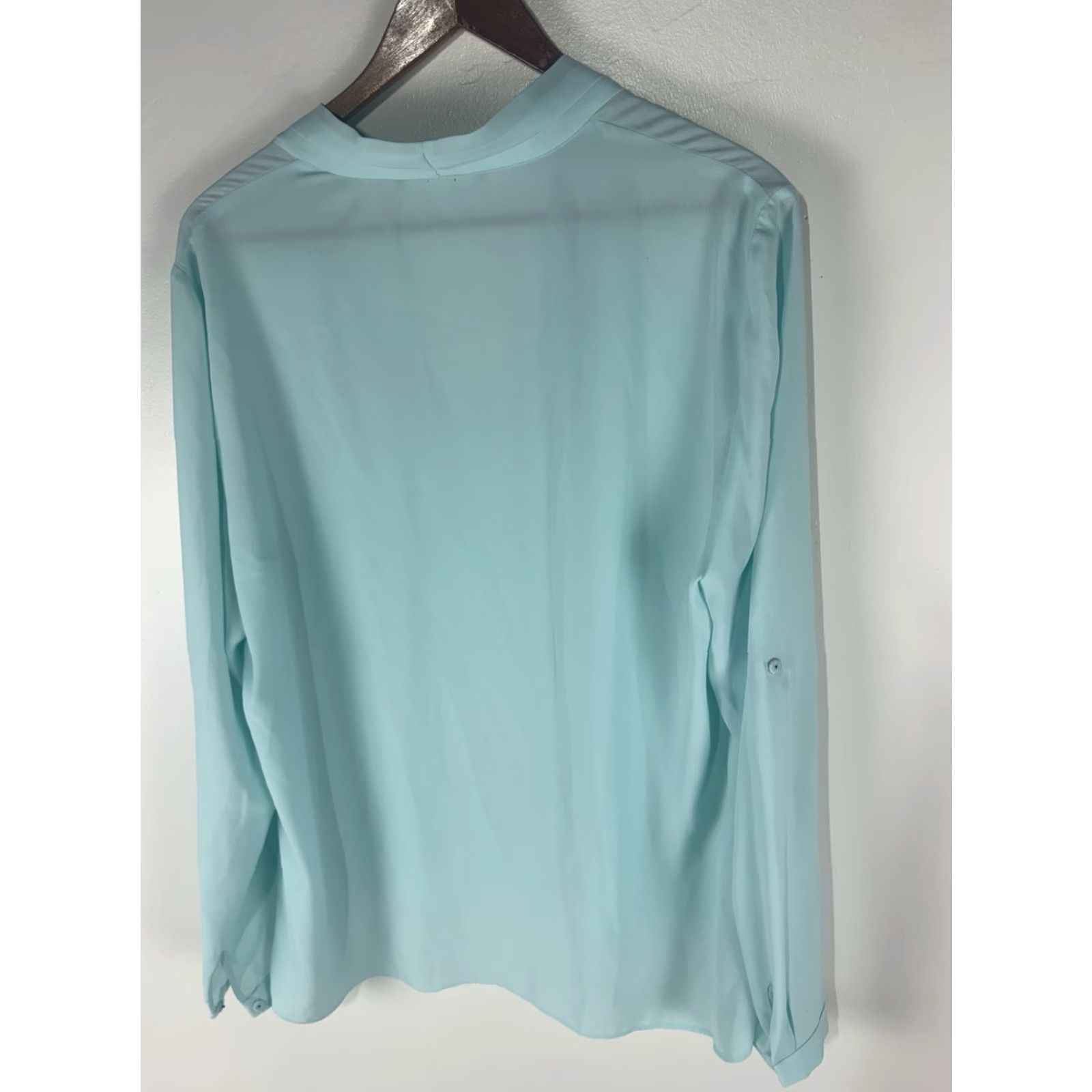 Vintage Tahari Teal Sheer Hi-Lo Roll Tab Sleeves Blouse Womens Size XL Size XL / US 12-14 / IT 48-50 - 4 Thumbnail