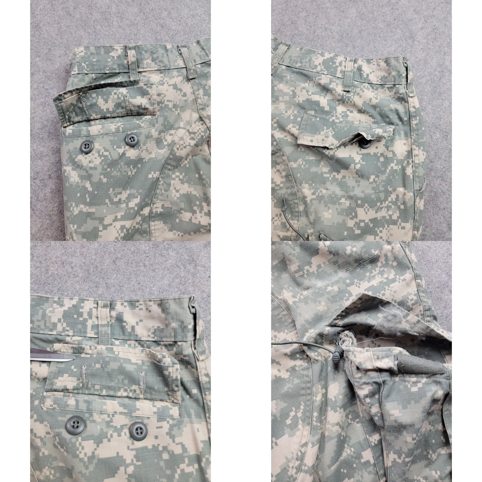 Vintage Tulahuma Industries LLC Army Combat Uniform Pants Mens M Long Ripstop Camouflage ACU Cargo 32x32.5in Khakis Pockets Adjustable Waist Size US 31 - 9 Thumbnail