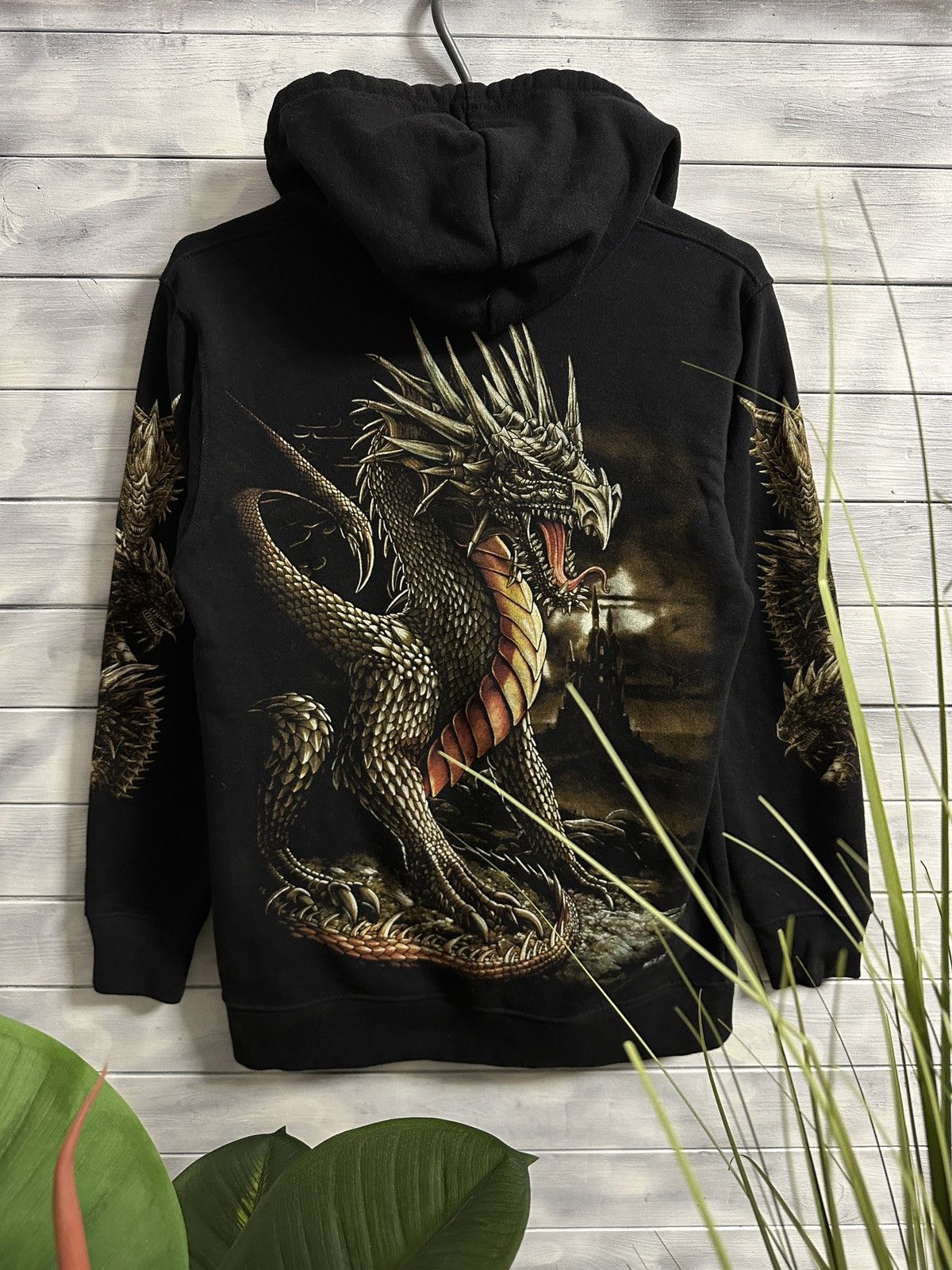 Dragon Glowing Print Rare Vintage Hoodie Rock Wild Y2K Japan
