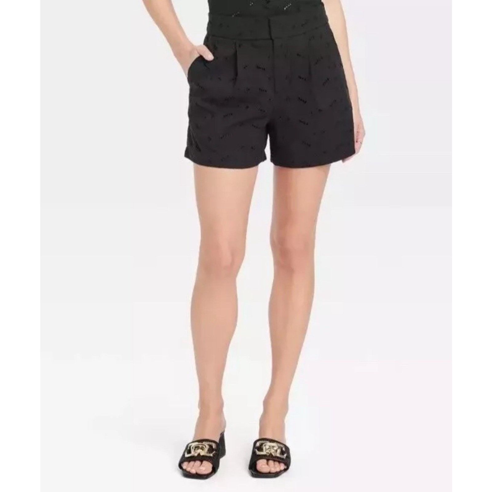 Other A New Day Women's High-Rise Pleated Eyelet Cotton Short 8 Size 30" / US 8 / IT 44 - 7 Thumbnail