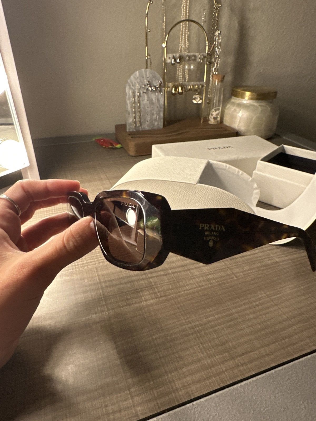 Prada PRADA Women's PR 17WS Rectangle Sunglasses Size ONE SIZE - 6 Thumbnail