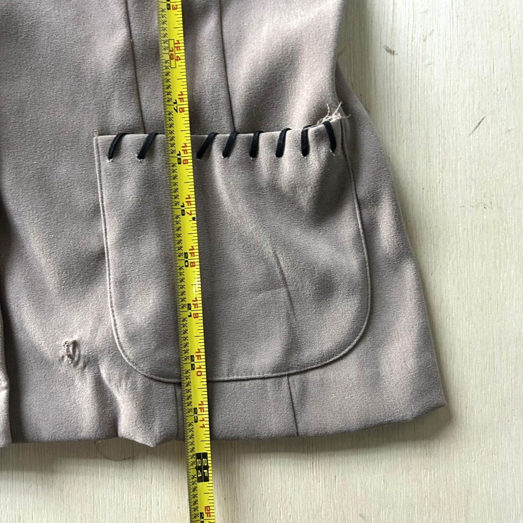 Vintage Studio 1940 Blazer Jacket Womens 6 Beige Stretch Shawl Collar Whipstitch Size M / US 6-8 / IT 42-44 - 4 Thumbnail