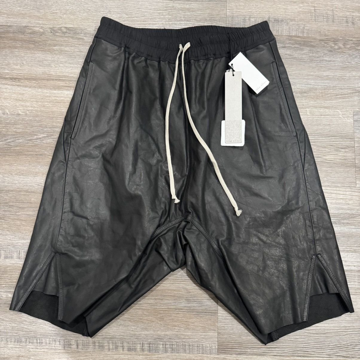 Rick Owens FW17 Glitter Basket Swinger Shorts Cotton Blend Black