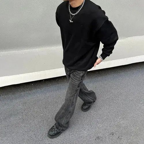 VIBE Loose Straight-leg Flared Black Jeans Size 32 Size US 32 / EU 48 - 4 Thumbnail