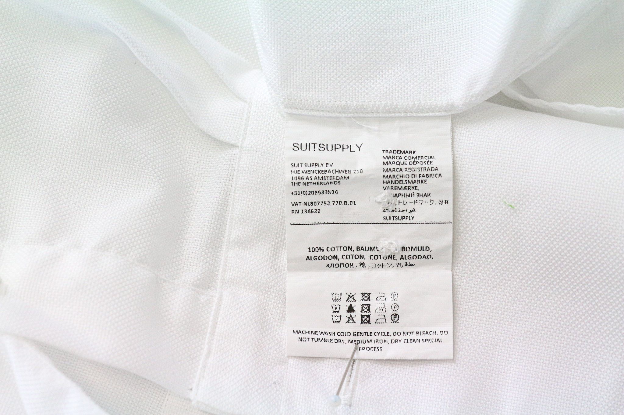 Suitsupply M Slim Fit White Cotton Spread Collar Shirt 79471 Size US M / EU 48-50 / 2 - 6 Thumbnail