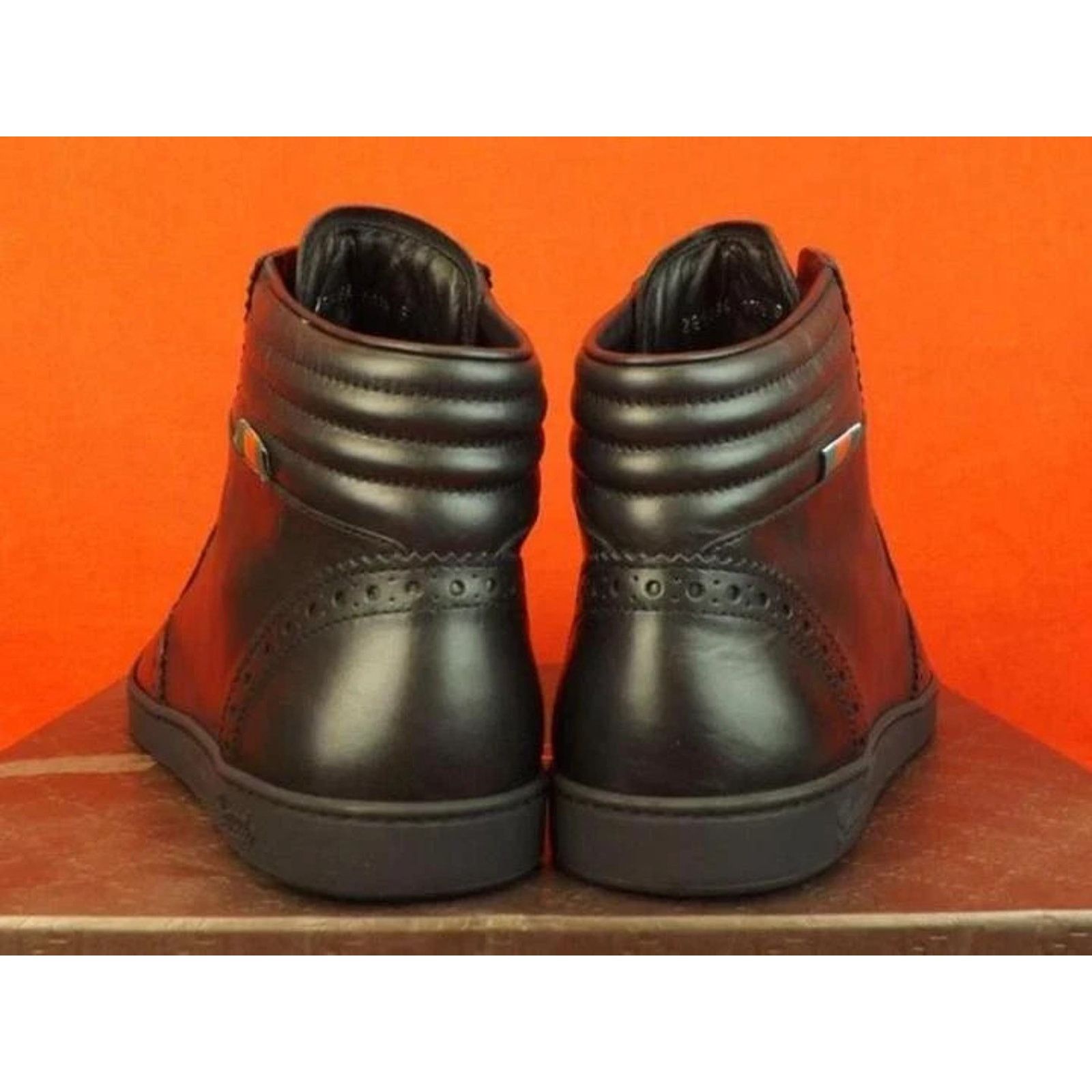 Gucci GUCCI 295294 BLACK LEATHER WEB LOGO HIGH TOP SNEAKERS 6.5 IT Size US 7.5 / EU 40-41 - 3 Thumbnail