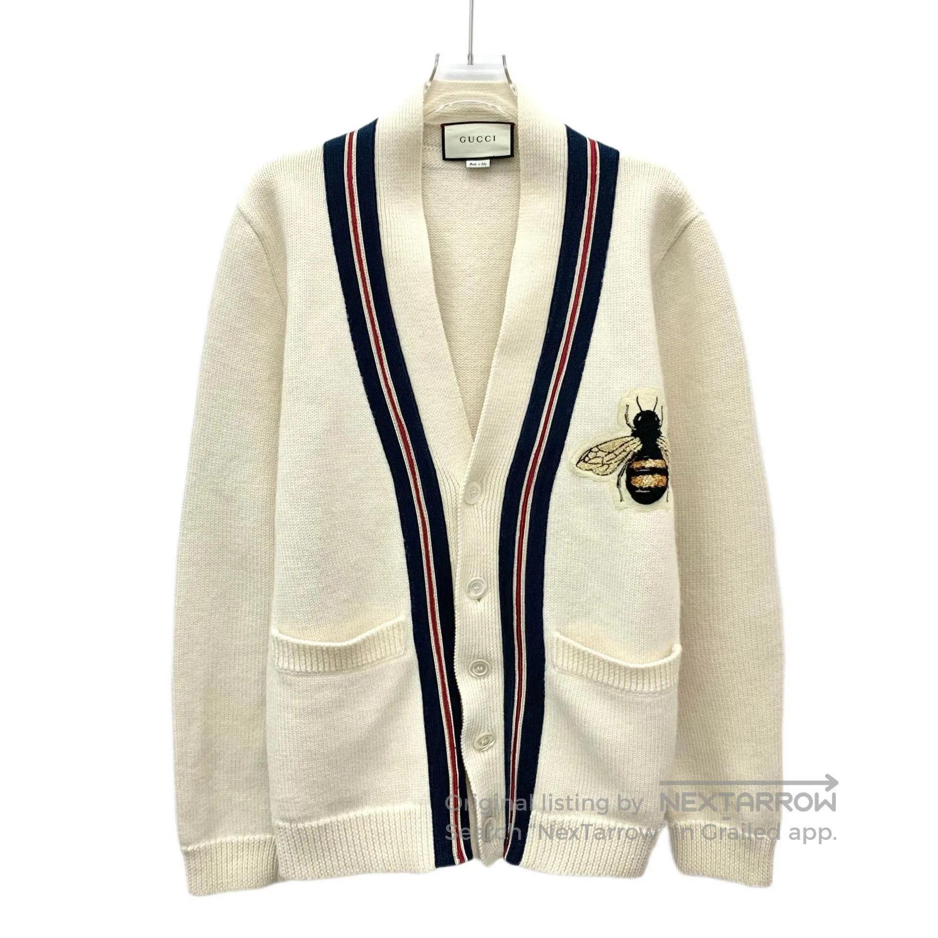 Gucci Gucci Beige Bee Embroidery Wool Cardigan. Size S / US 4 / IT 40 - 1 Thumbnail