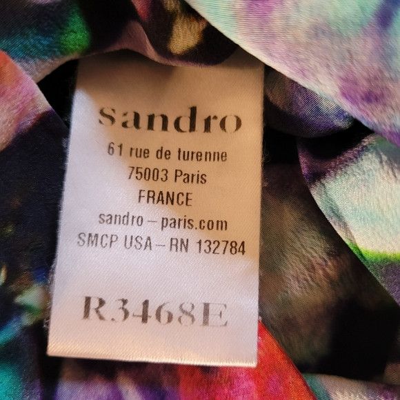 Sandro Sandro 100% silk abstract blue & purple flower dress Size XS / US 0-2 / IT 36-38 - 8 Thumbnail