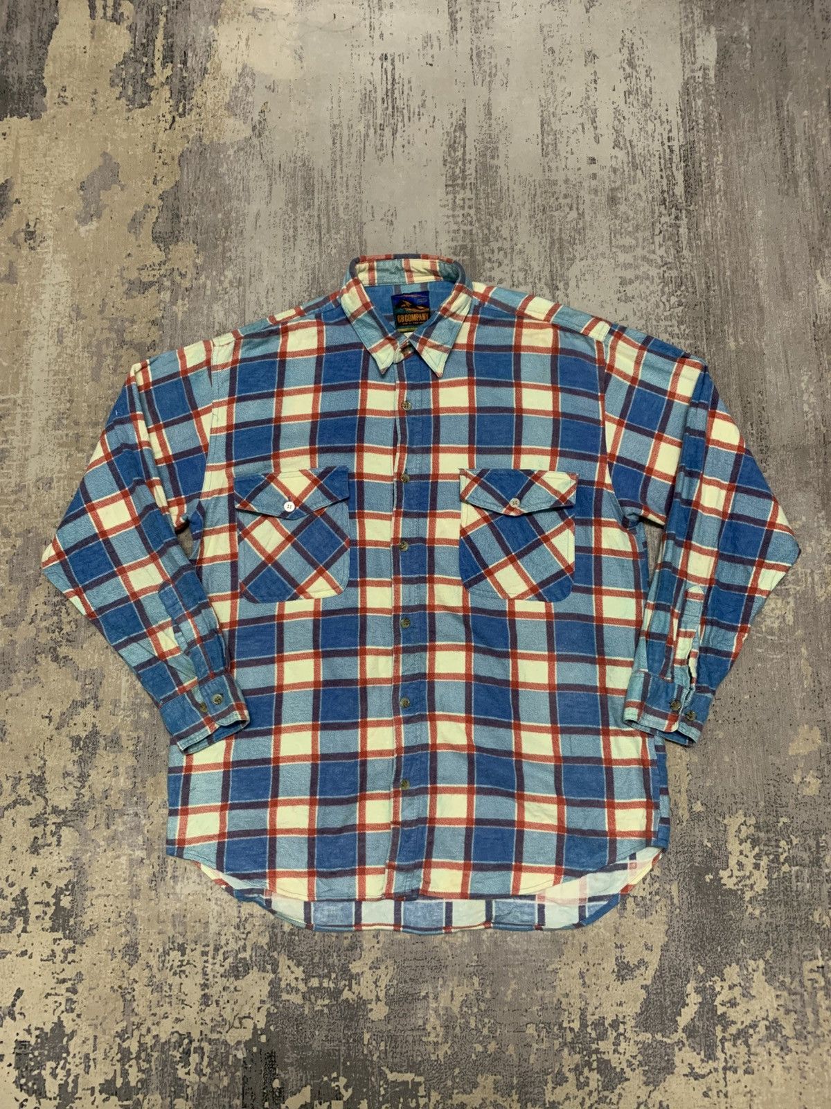 Flannel Vintage GB Company Blue Plaid Flannel Shirt Grunge Size US M / EU 48-50 / 2 - 1 Thumbnail