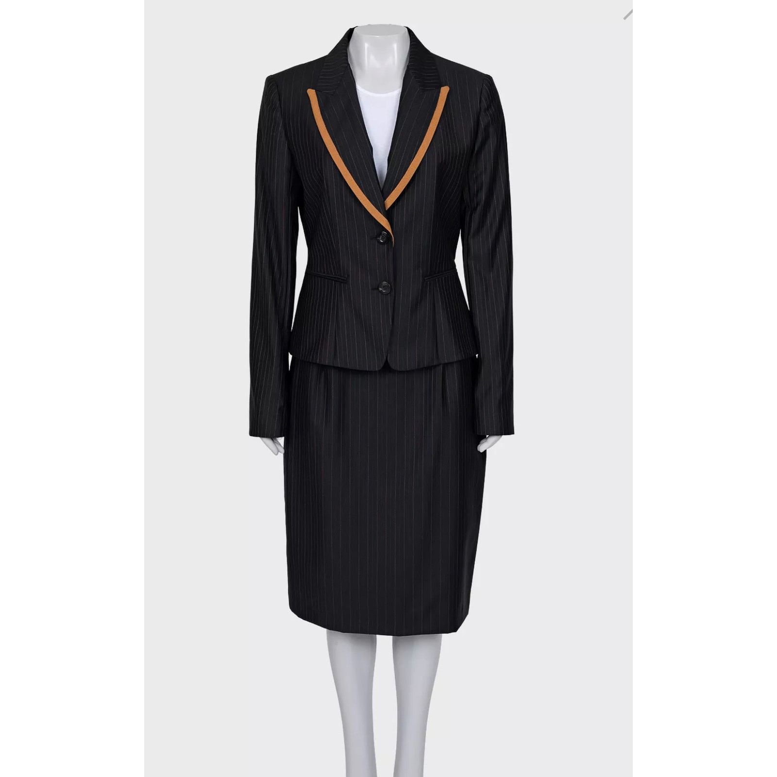 Dior Christian Dior Black Wool Pinstripe Suit Sz. FR44 / XXL Size L / US 10 / IT 46 - 1 Thumbnail