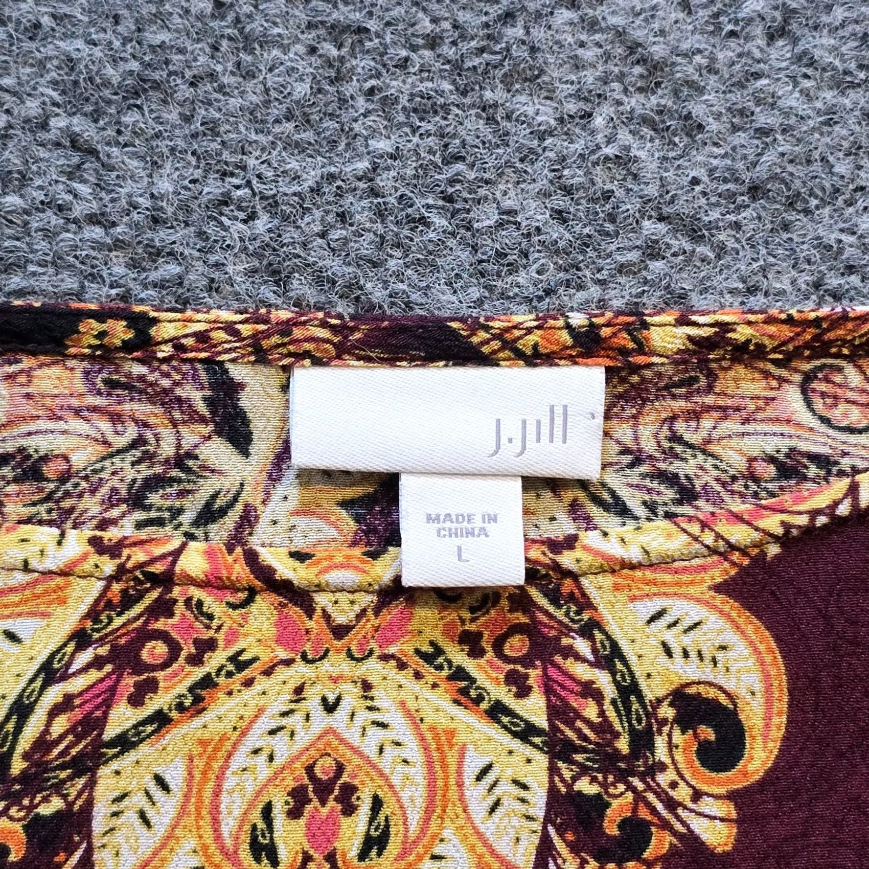 J. Jill J Jill Top Women L Brown Yellow Paisley Tunic Long Sleeve Career Casual Shirt Size L / US 10 / IT 46 - 4 Thumbnail