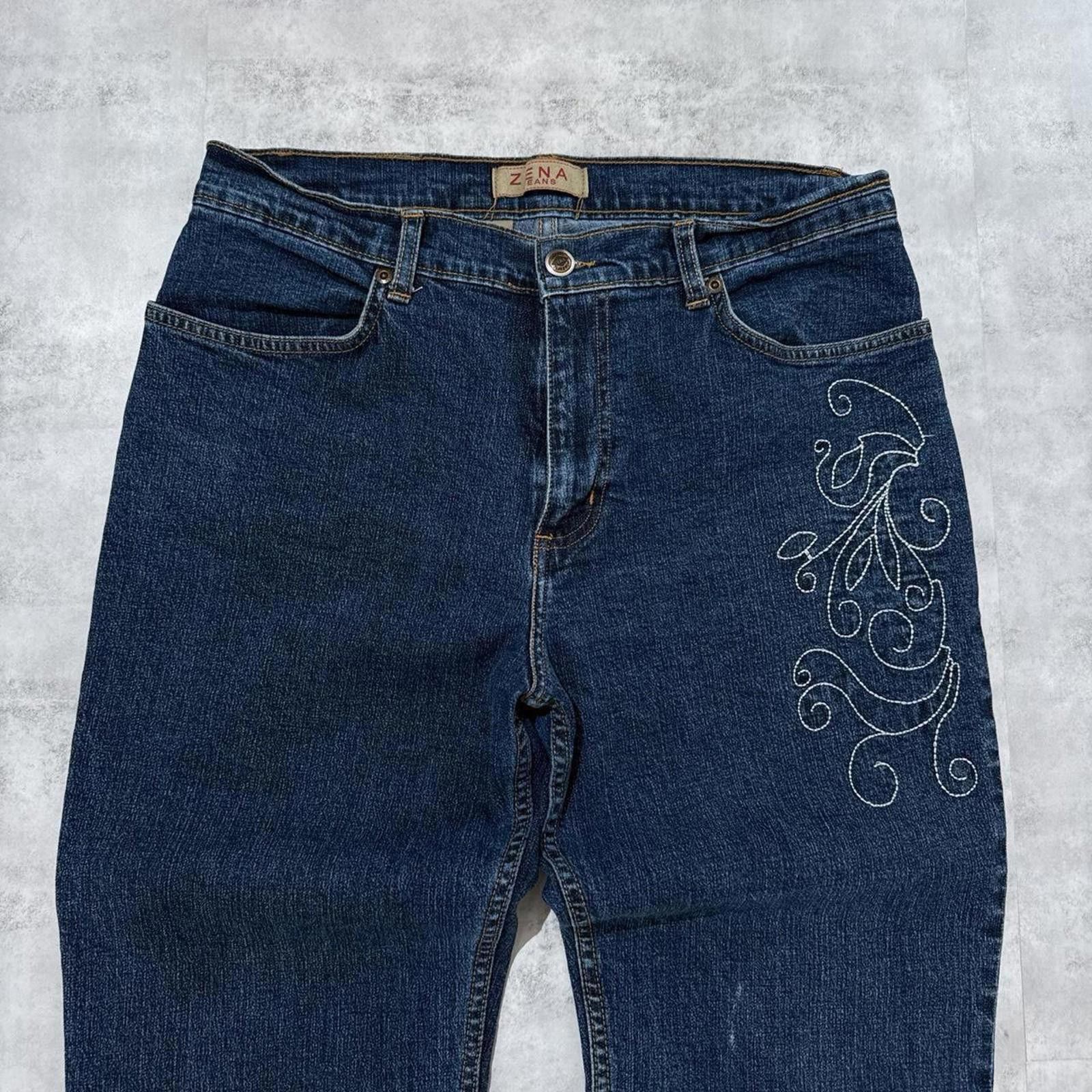 Other Y2K Zena Flared Denim Embroidered Jeans Size 30" / US 8 / IT 44 - 4 Thumbnail