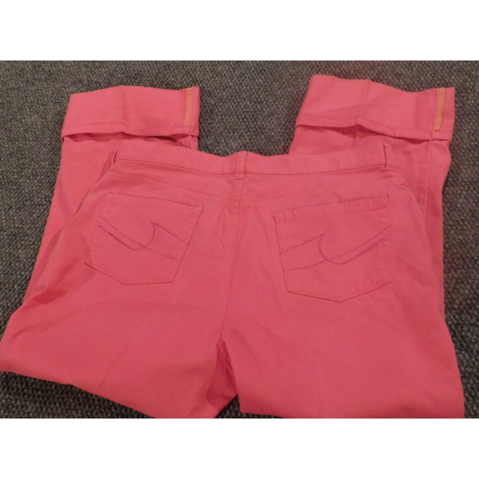 Izod IZOD Jeans Womens 14 Pink Straight Stretch Denim Cuffed Modern Pockets Zipper Regular Inseam 24 Size 36" / US 14 / IT 50 - 5 Thumbnail