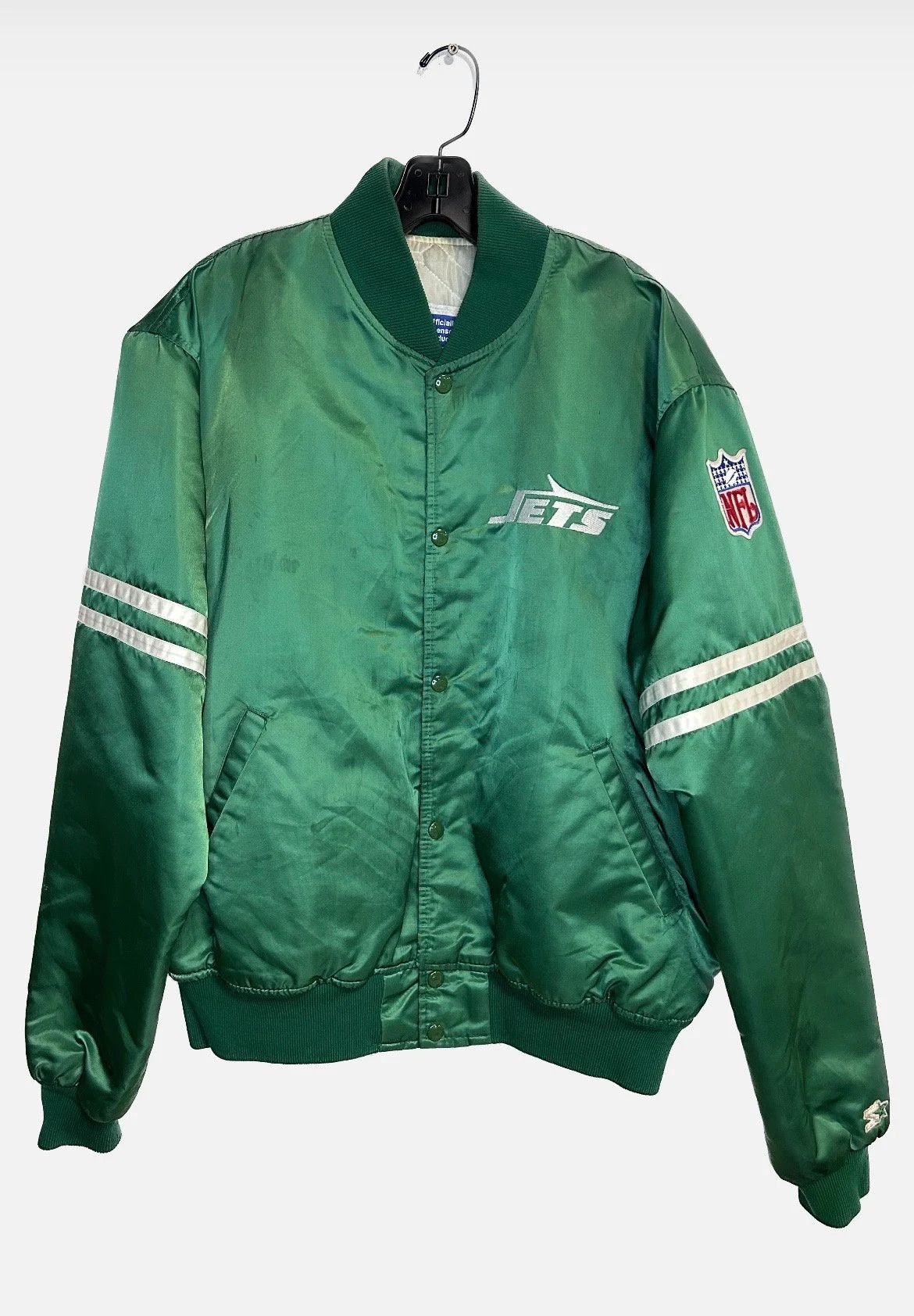 image of 1980S Nfl New York Jets Bomber Jacket in Green, Men's (Size XL)