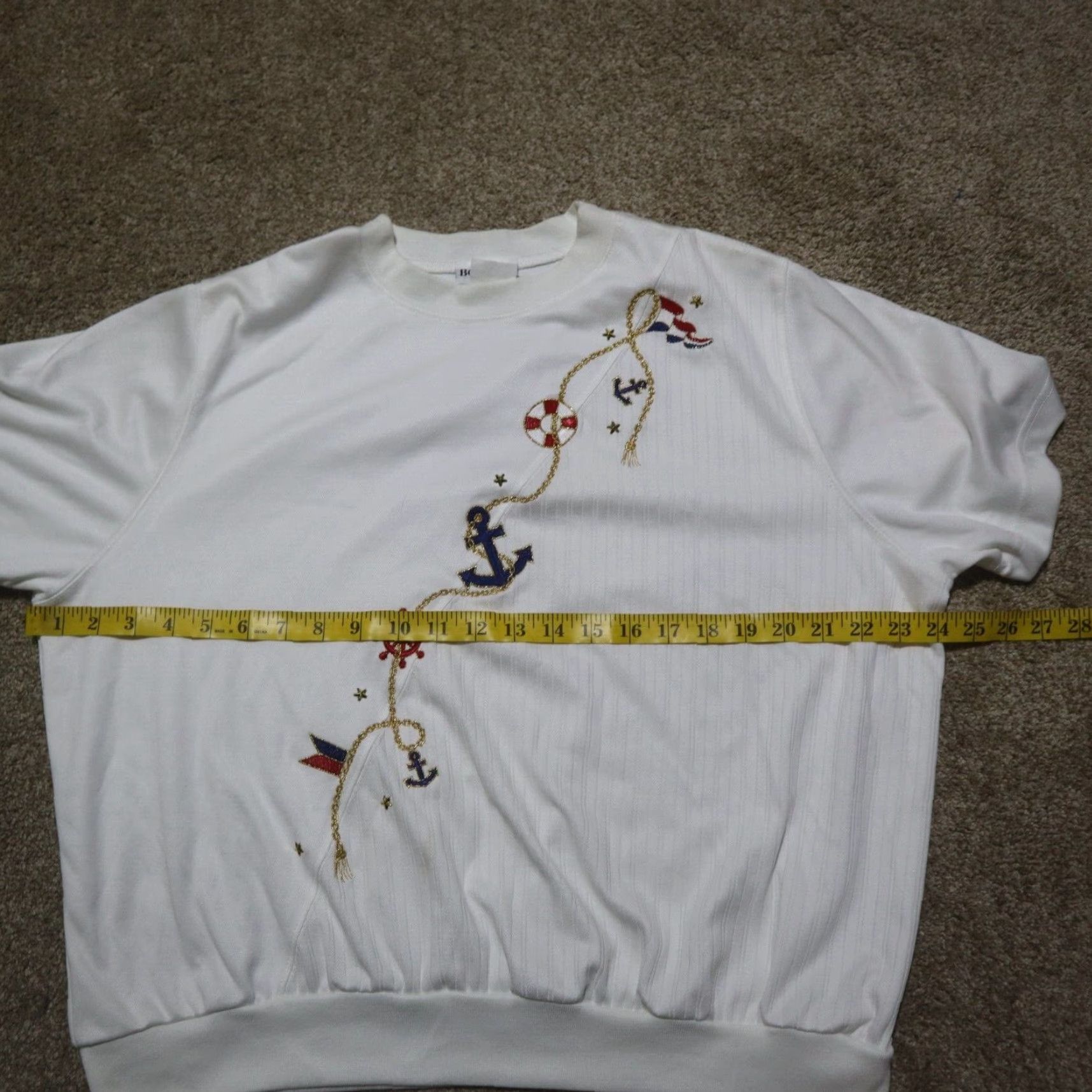 Vintage VINTAGE BonWorth Sweater Shirt White Floral Embroidered Mock Neck Long Sleeve PL Womens Size L / US 10 / IT 46 - 4 Thumbnail