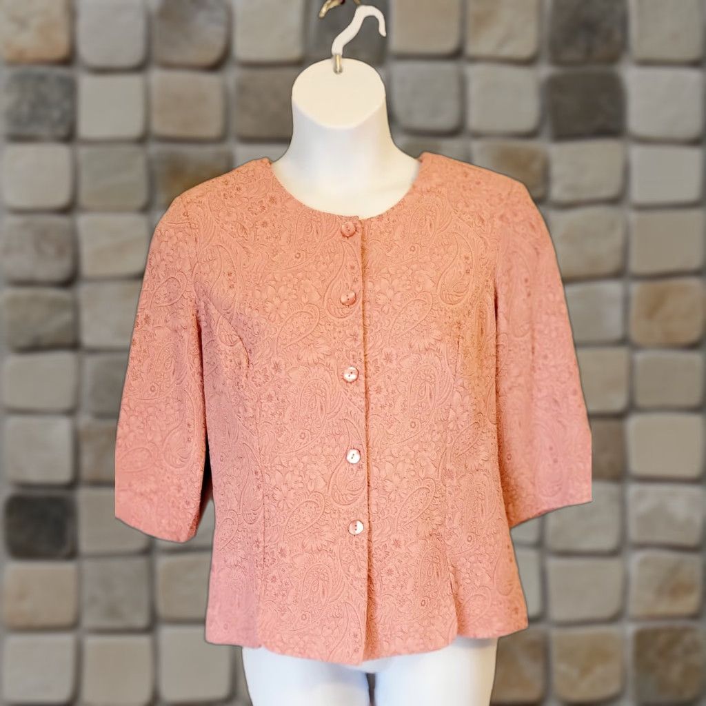 Vintage VINTAGE Another Thyme Jacket Blazer Paisley Brocade Dusty Rose Pink 16 Womens Mens Girls Size XXL / US 16-18 / IT 52-54 - 1 Thumbnail
