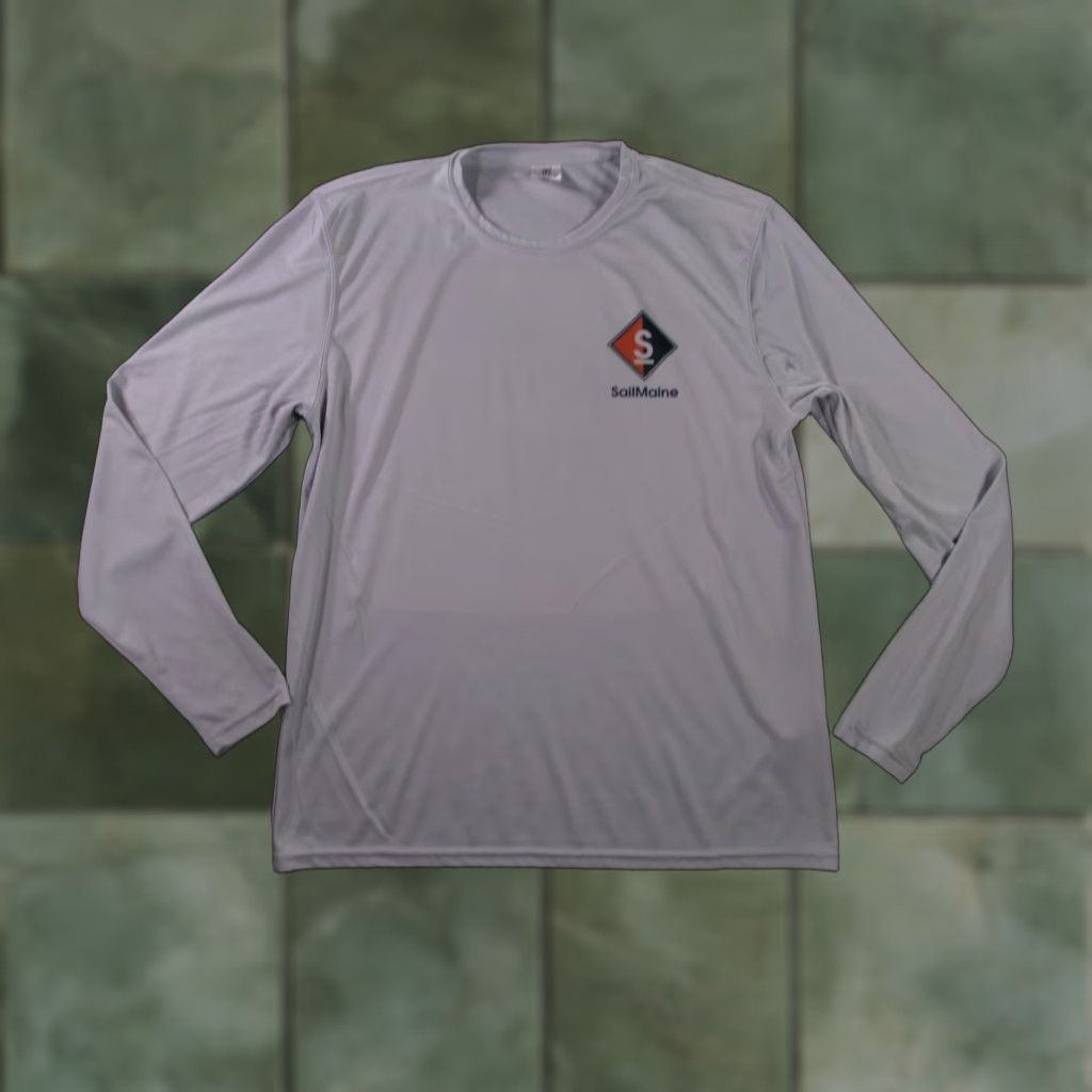 Vintage Vapor Apparel SailMaine Shirt Mens M Light Grey Performance Long Sleeve Coastal Logo Nautical Activewear Weather & Travel Mens Size US M / EU 48-50 / 2 - 1 Thumbnail